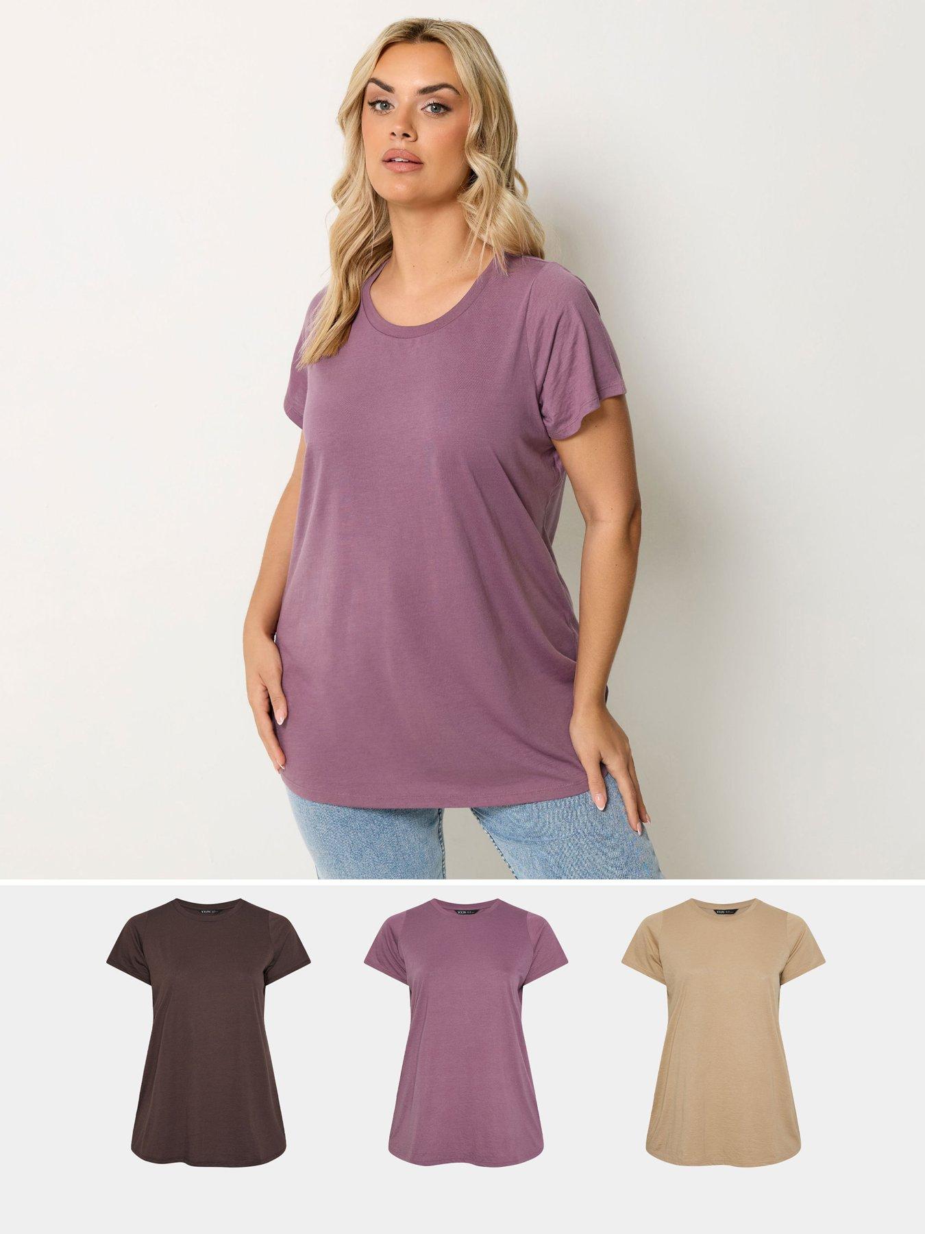 front image of yours-curve-3-pack-short-sleeve-basic-t-shirts-multi