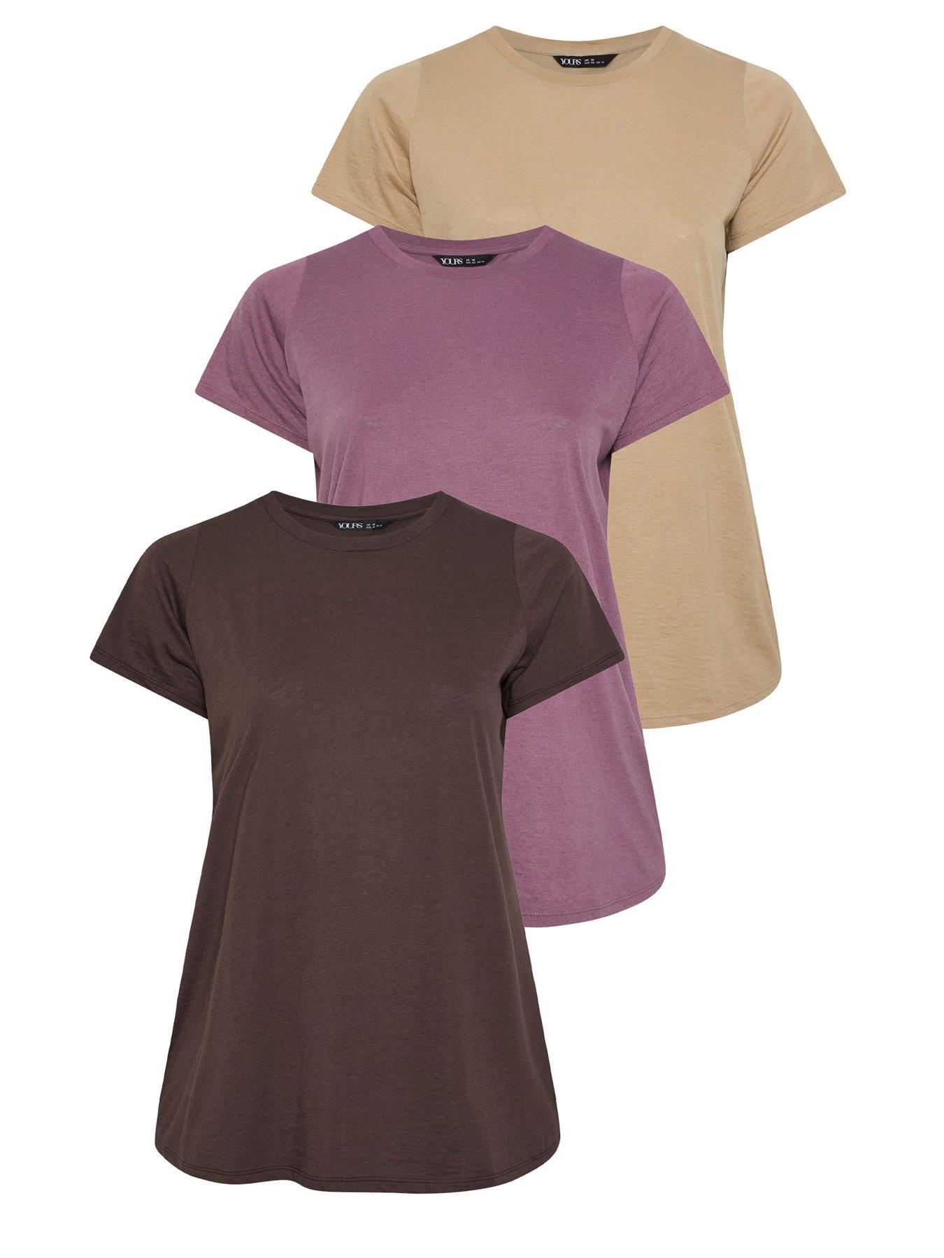  image of yours-curve-3-pack-short-sleeve-basic-t-shirts-multi
