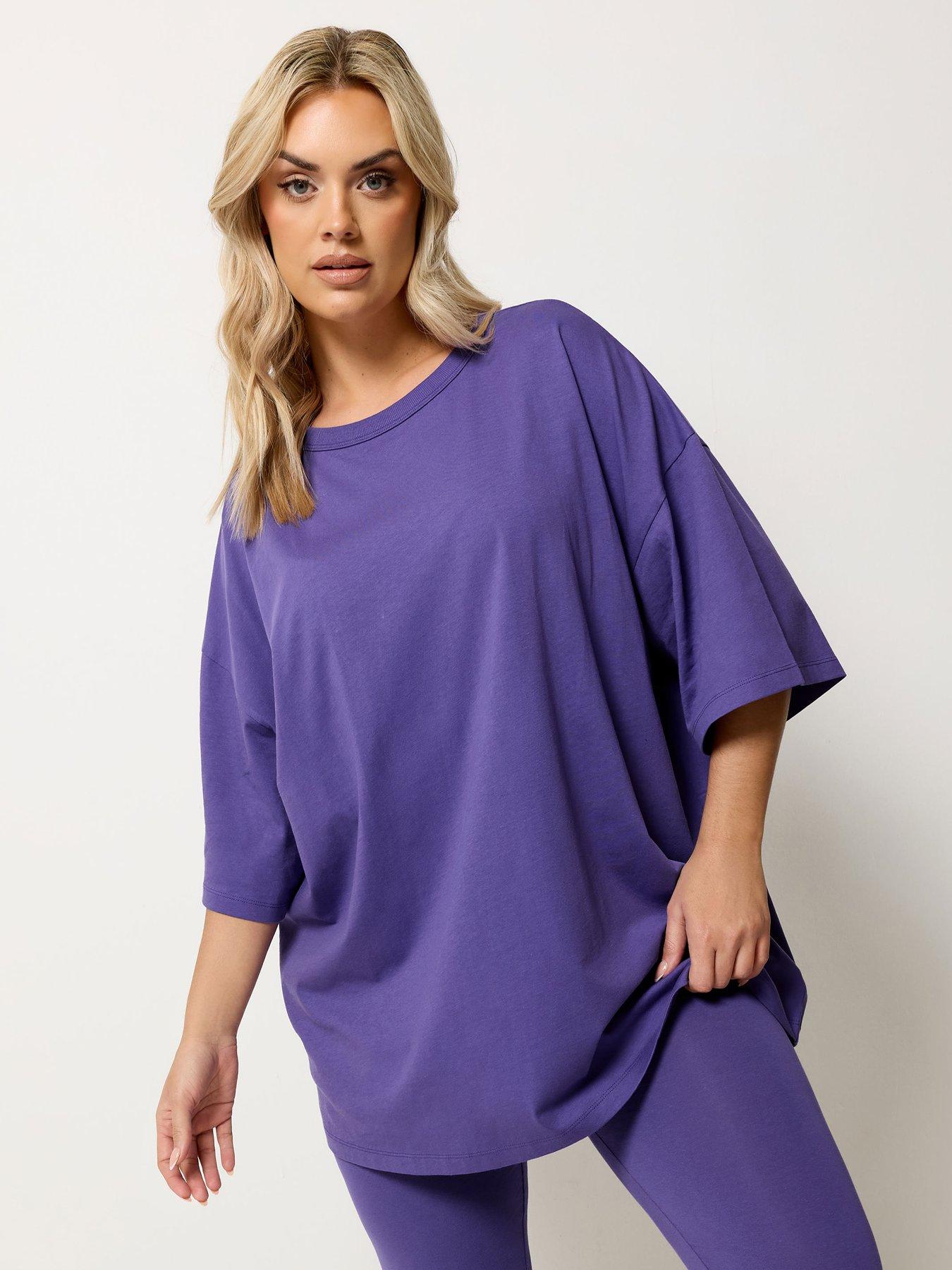 Yours Curve Boxy T-Shirt - Purple