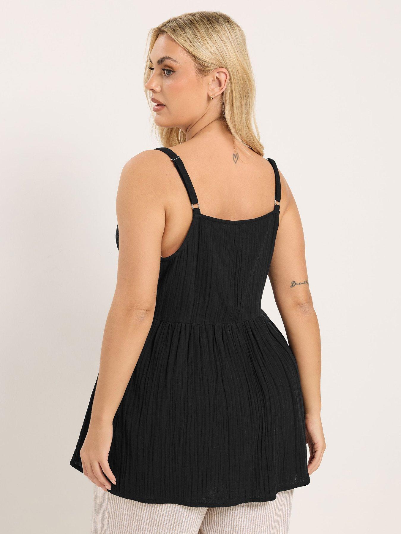 Image 2 of 5 of Yours Curve Cheesecloth Smock Cami - Black
