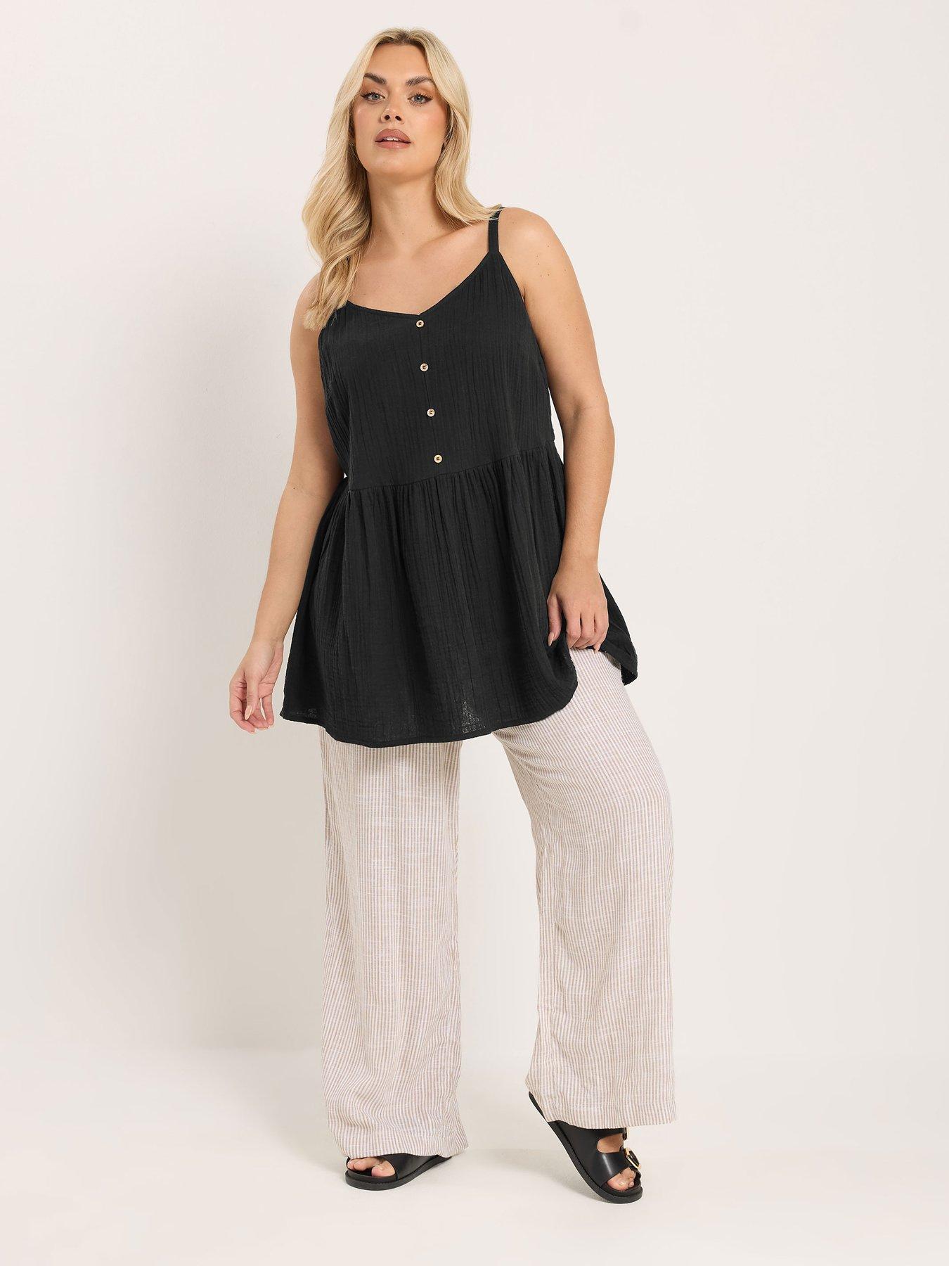 Image 3 of 5 of Yours Curve Cheesecloth Smock Cami - Black