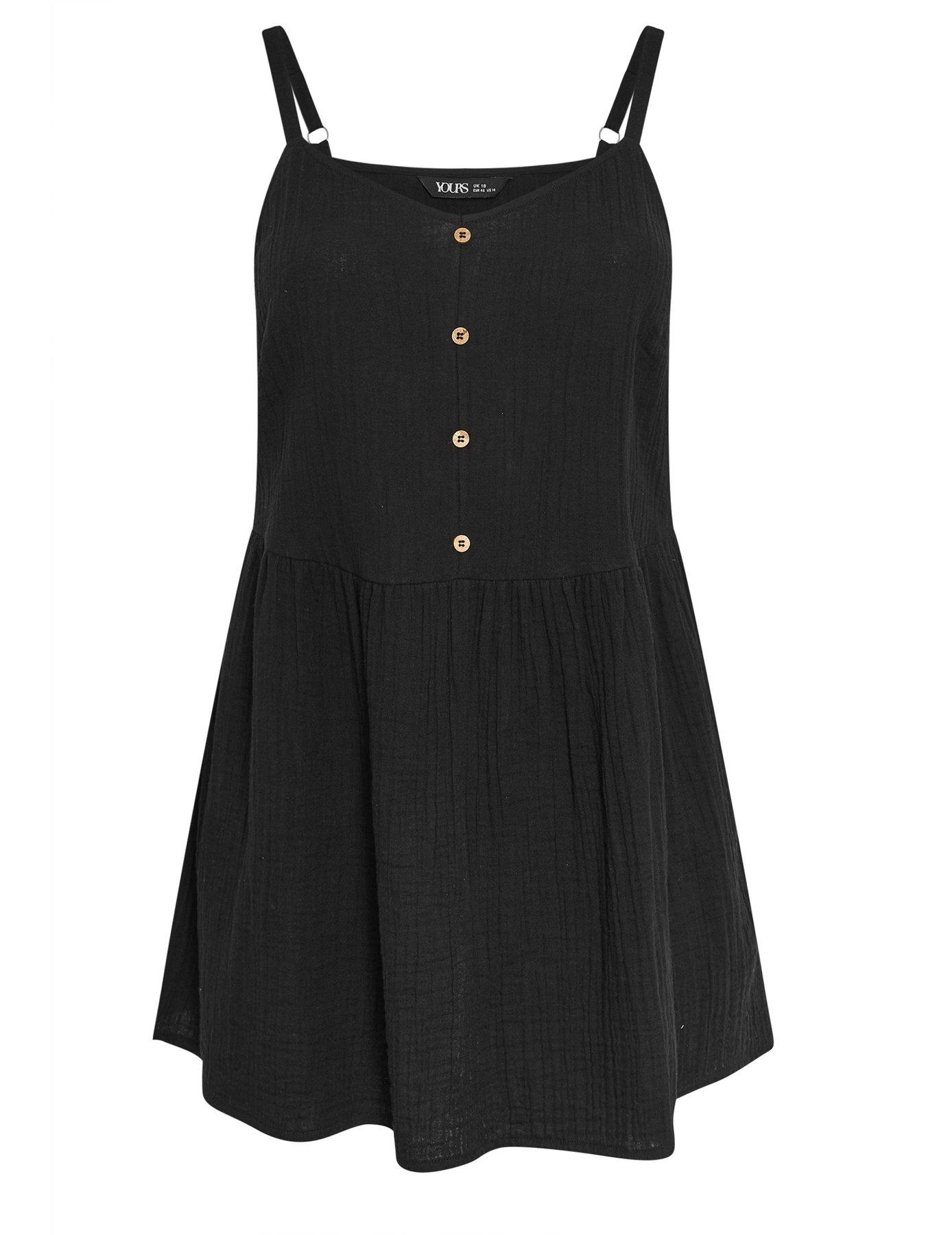 Image 5 of 5 of Yours Curve Cheesecloth Smock Cami - Black