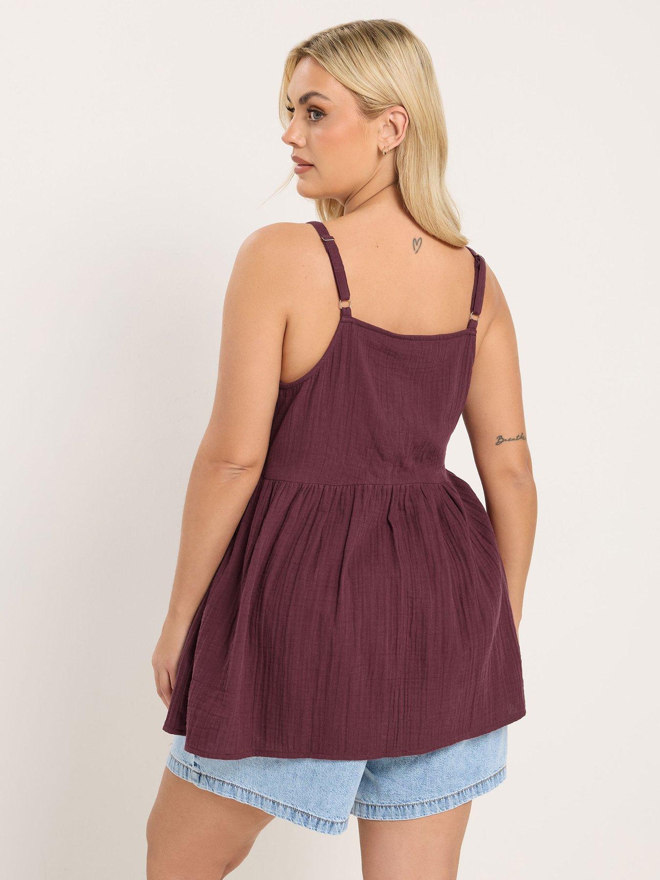 stillFront image of yours-curve-cheesecloth-smock-cami-purple