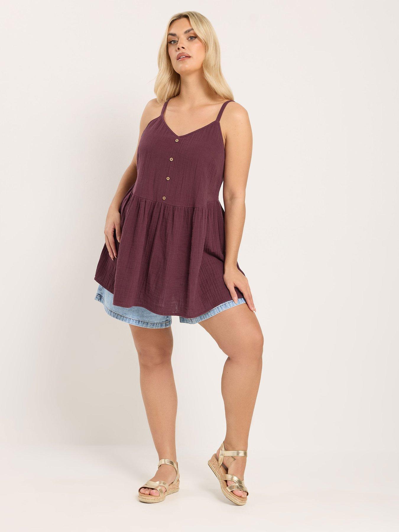  image of yours-curve-cheesecloth-smock-cami-purple