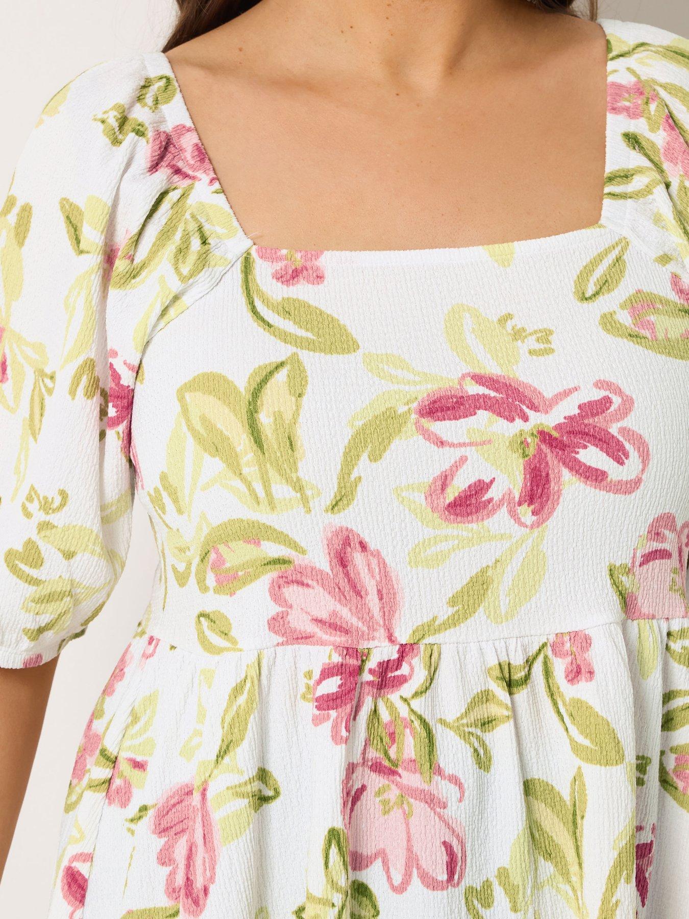 Image 5 of 6 of Yours Curve Square Neck Peplum Top - White
