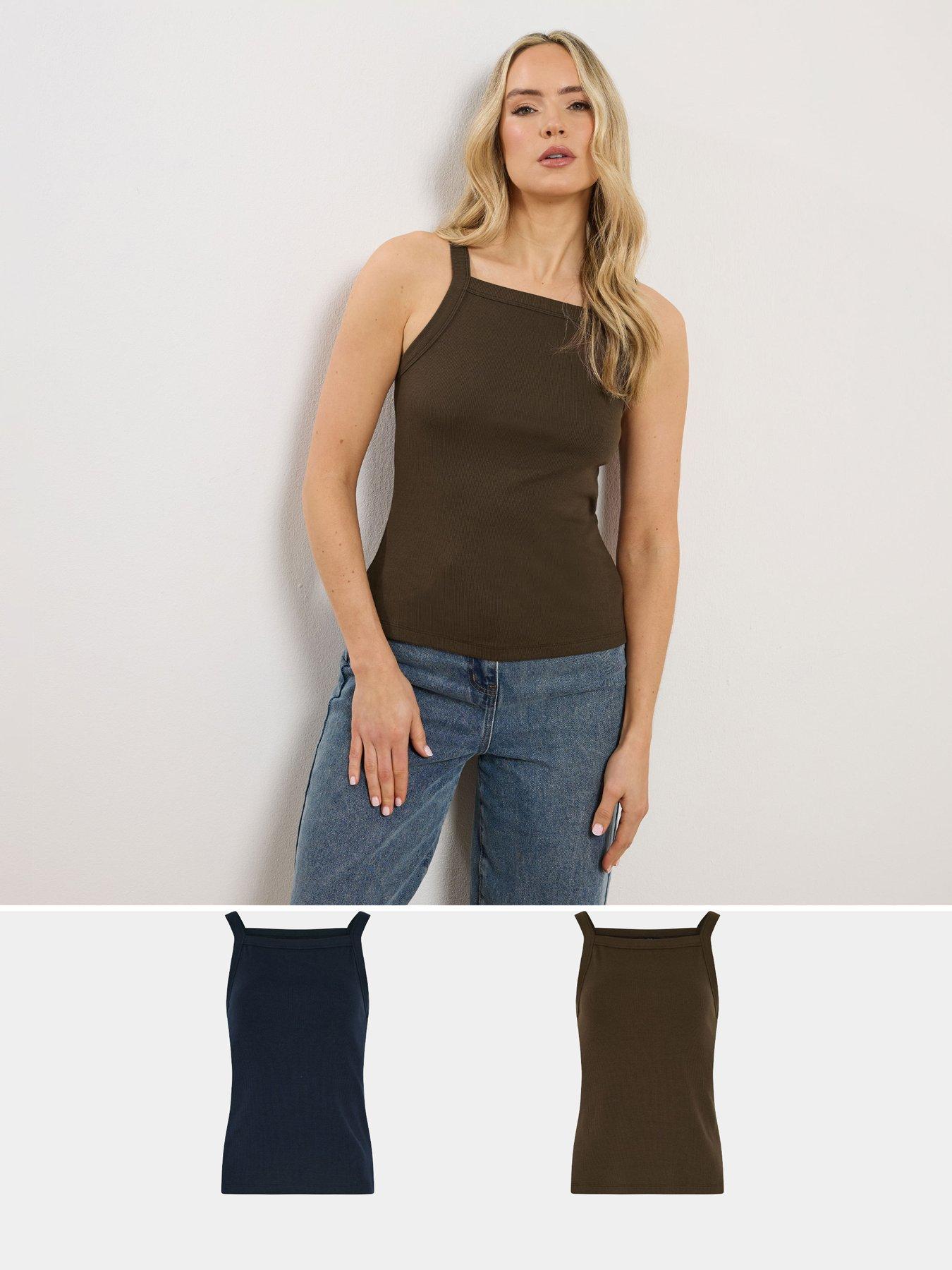 Long Tall Sally Tall 2 Pack High Neck Ribbed Vest