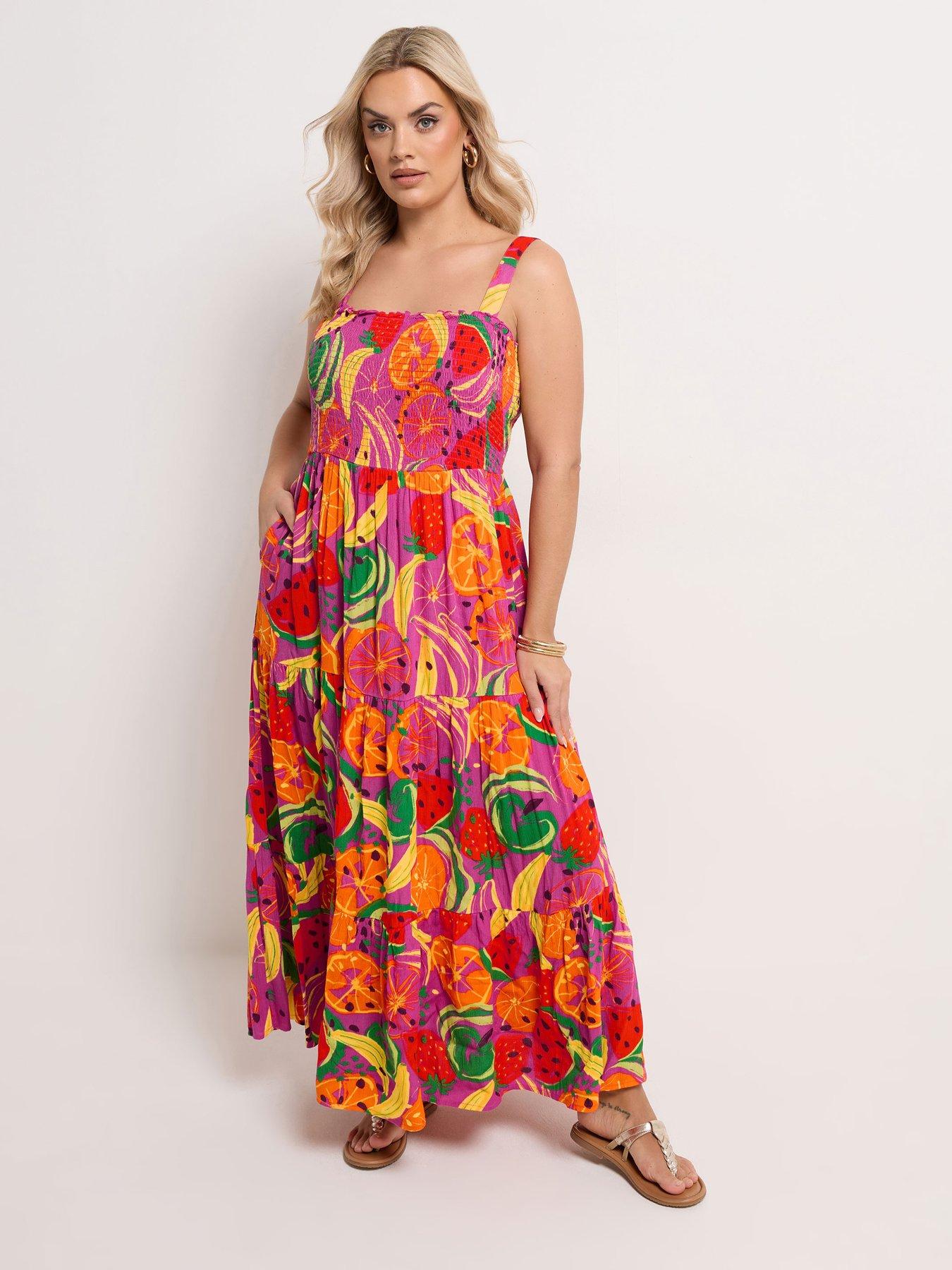 Yours Curve Shirred Strappy Maxi Dress