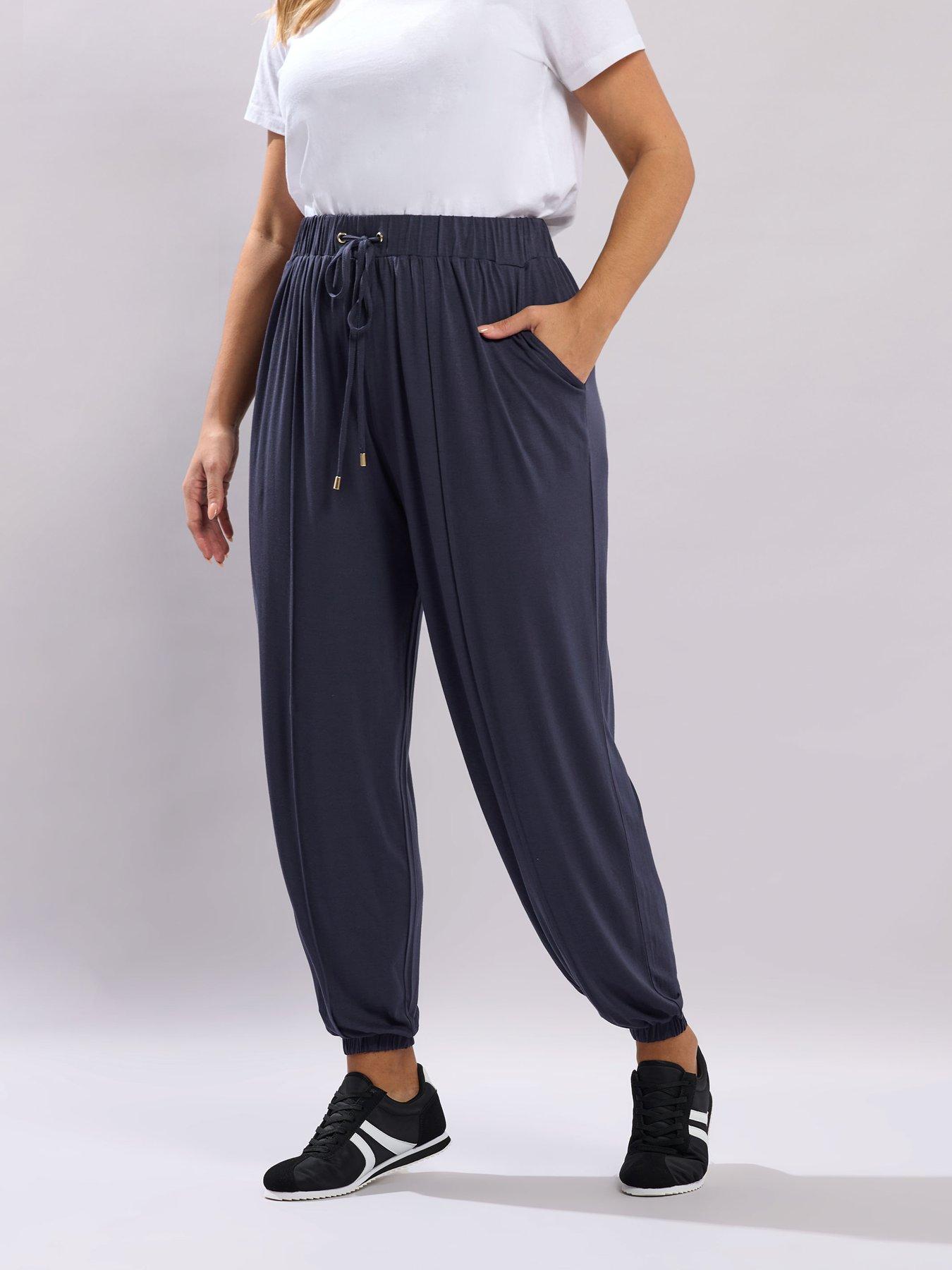 Yours Curve New Style Harem Joggers - Blue