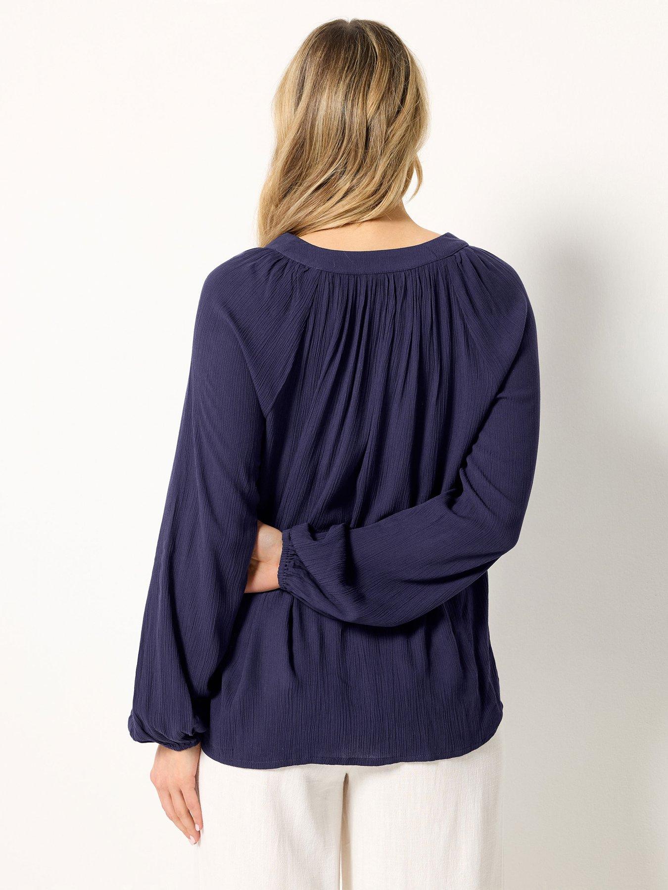 Image 2 of 5 of Long Tall Sally V-Neck Crinkle Top - Blue
