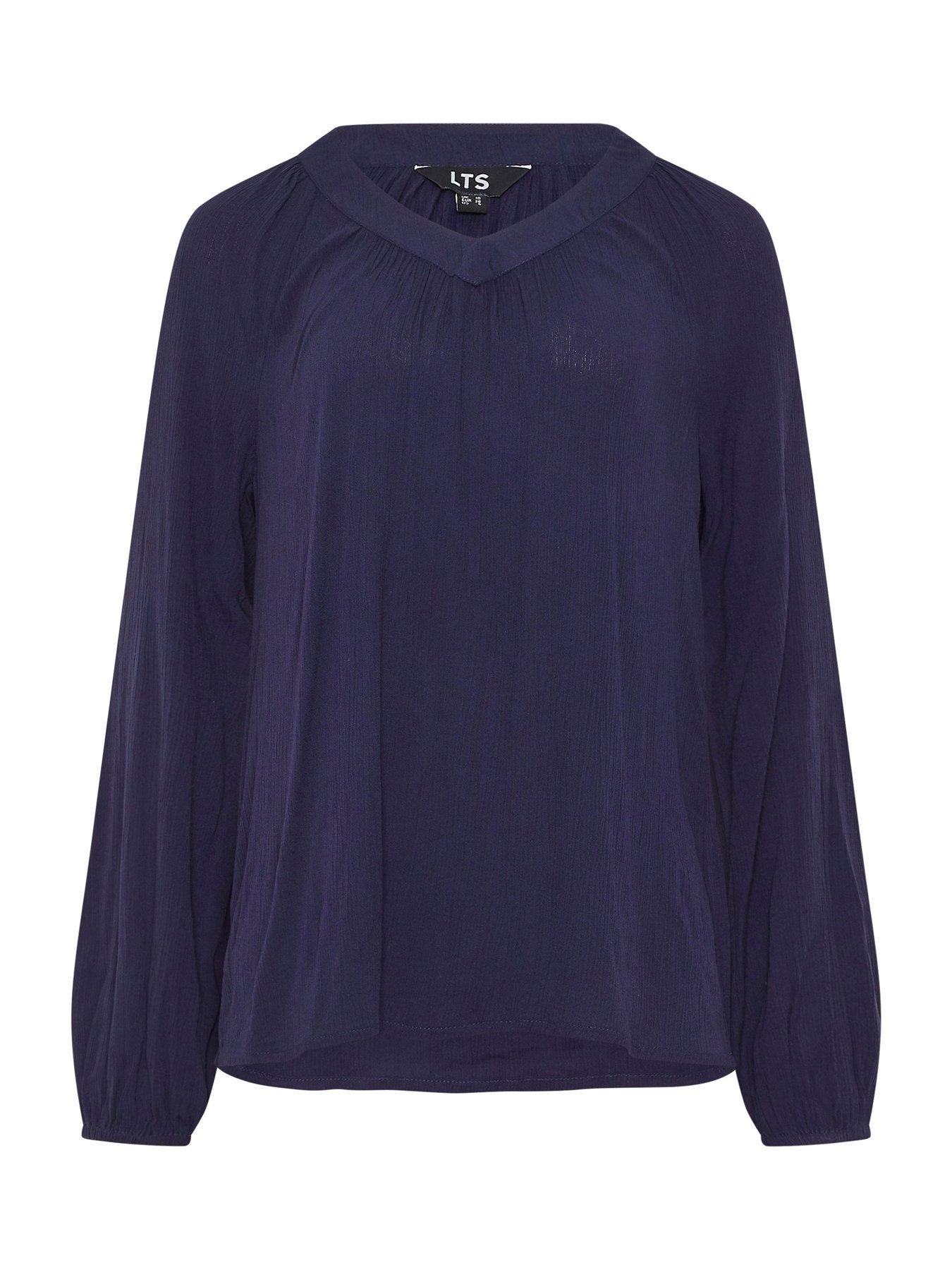 Image 5 of 5 of Long Tall Sally V-Neck Crinkle Top - Blue