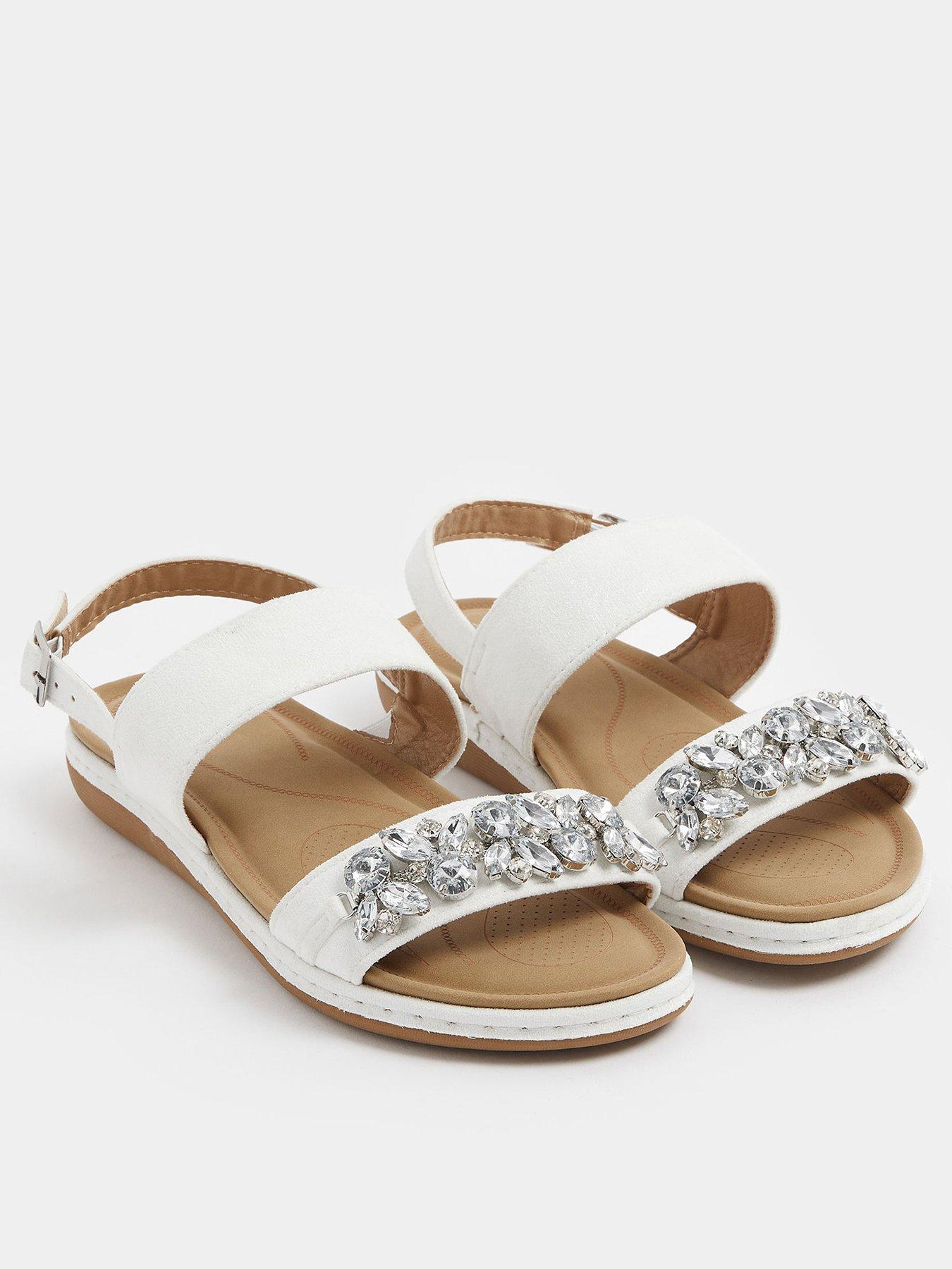 Image 2 of 4 of Yours Extra Wide Fit Glitz Two-Part Sandal - White