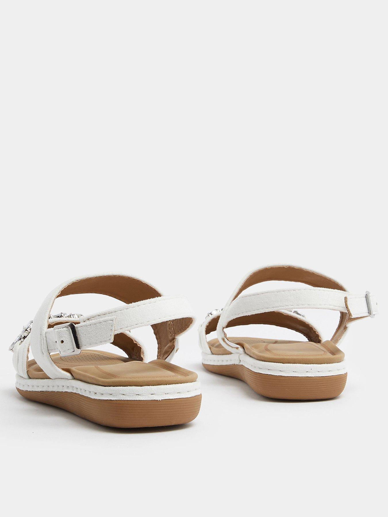 Image 3 of 4 of Yours Extra Wide Fit Glitz Two-Part Sandal - White