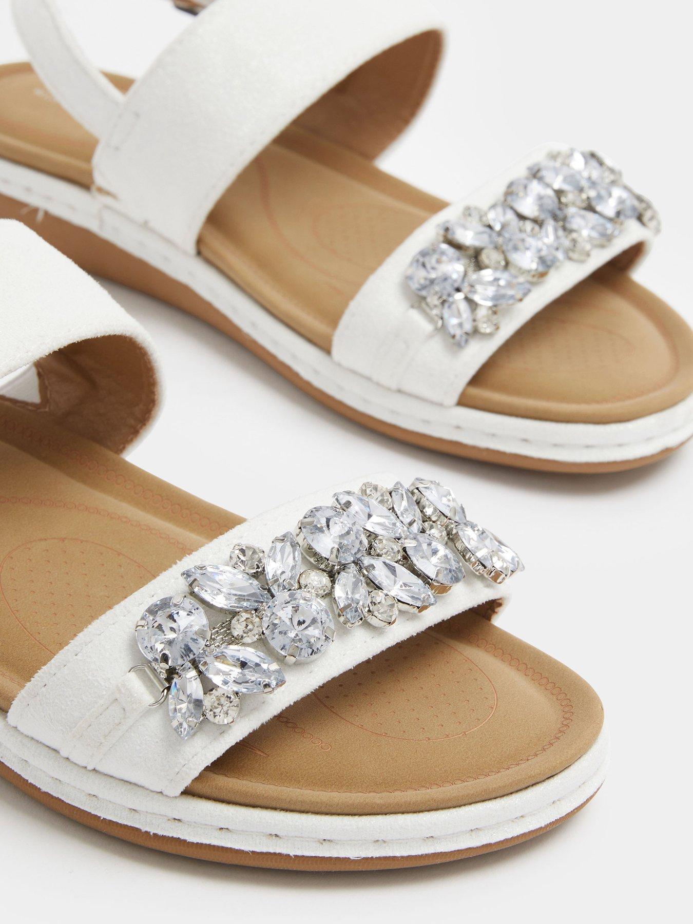 Image 4 of 4 of Yours Extra Wide Fit Glitz Two-Part Sandal - White
