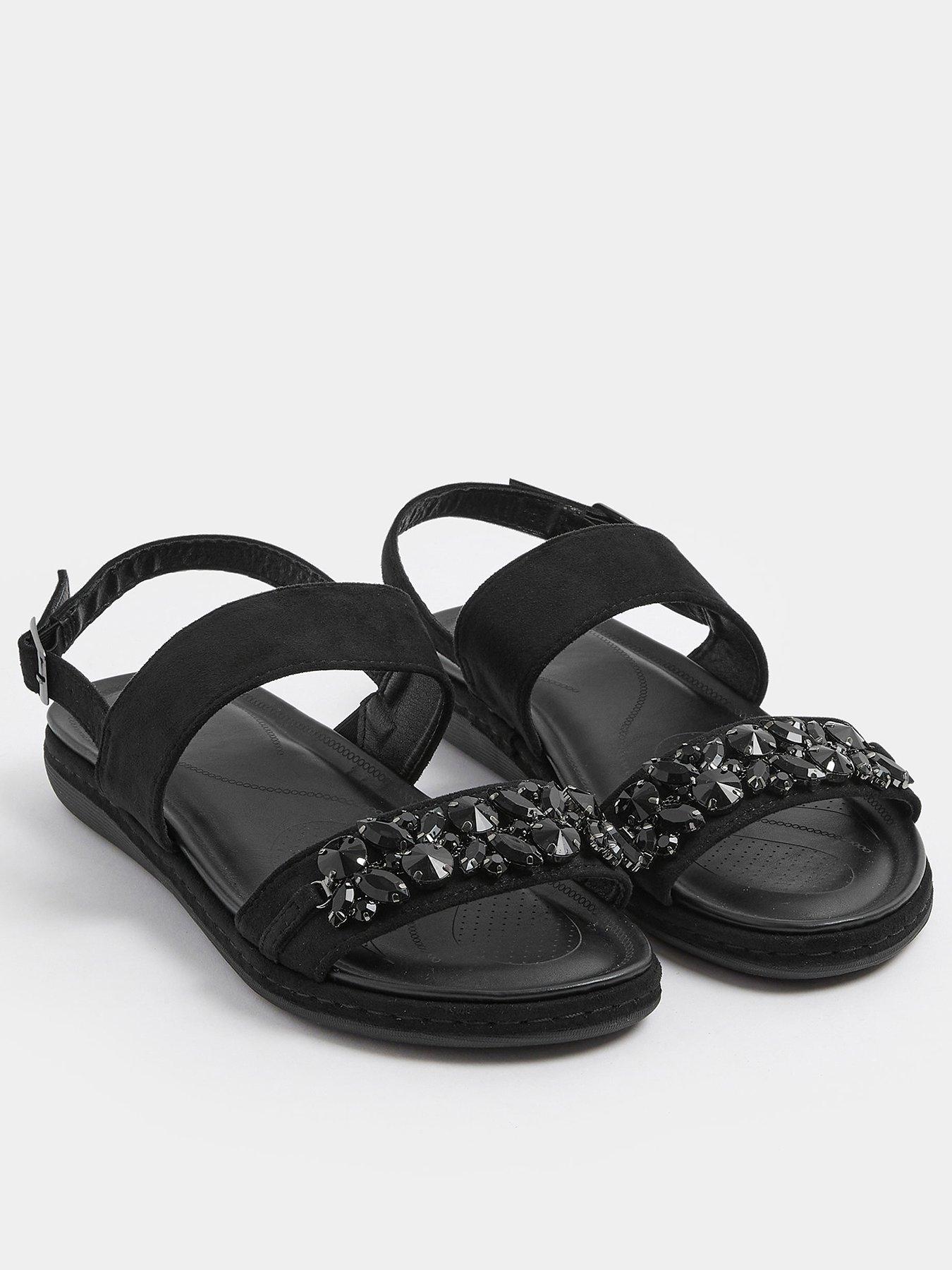 stillFront image of yours-extra-wide-fit-glitz-two-part-sandal-black