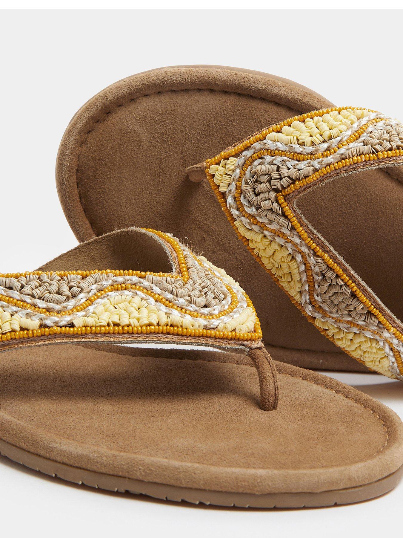  image of yours-extra-wide-fit-beaded-toe-sandals-cream