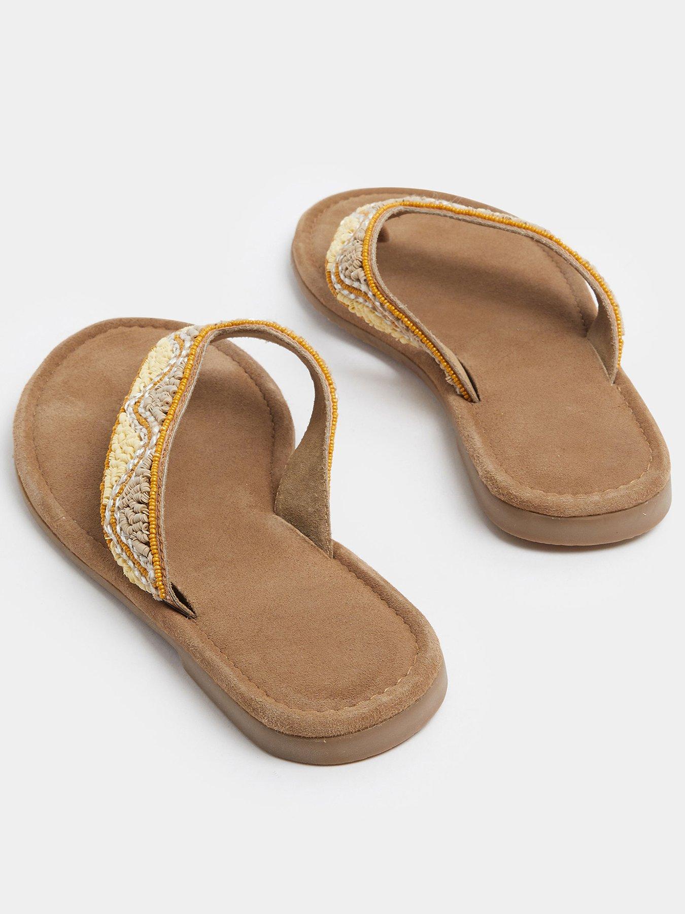  image of yours-wide-fit-beaded-toe-sandals-cream