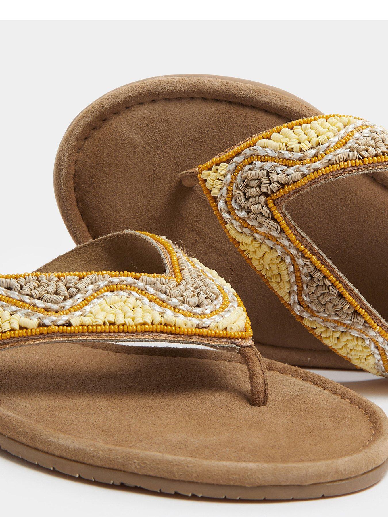  image of yours-wide-fit-beaded-toe-sandals-cream