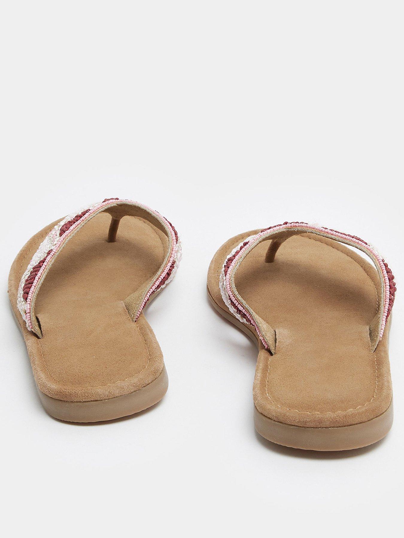  image of yours-extra-wide-fit-beaded-toe-sandal-pink