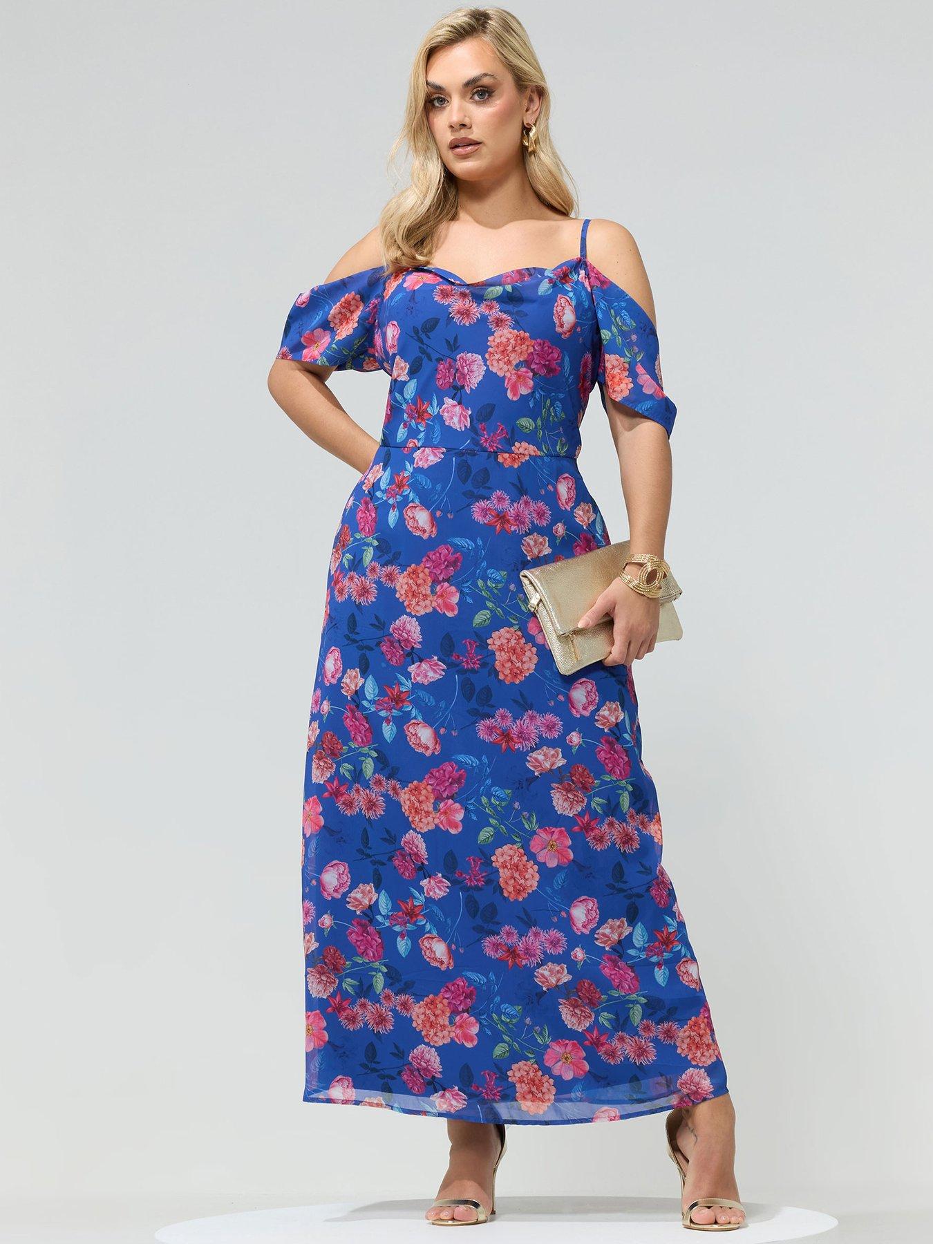 Yours Curve Floral Cold Shoulder Maxi Dress