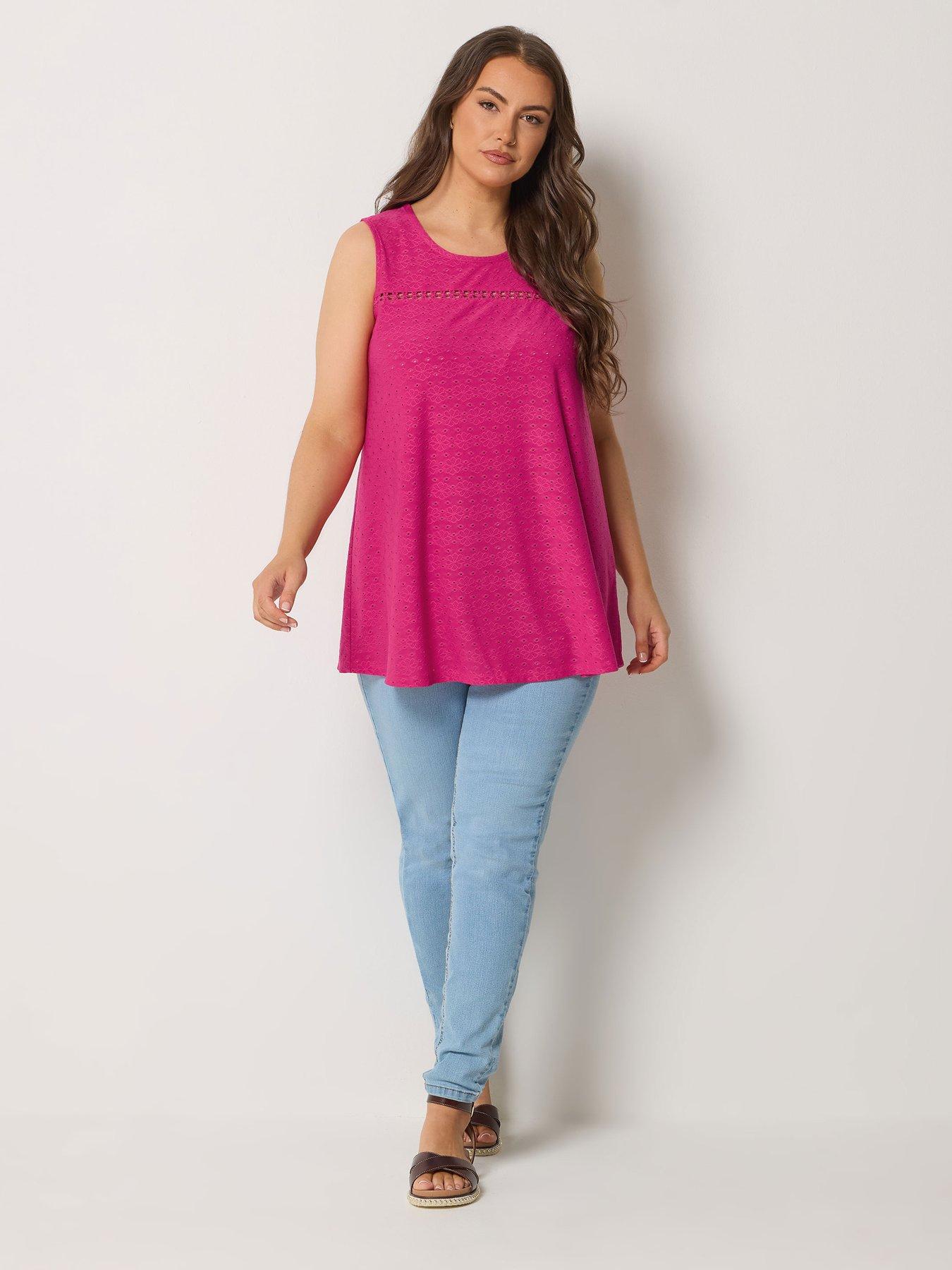 Image 3 of 5 of Yours Curve Broderie Crochet Vest - Pink