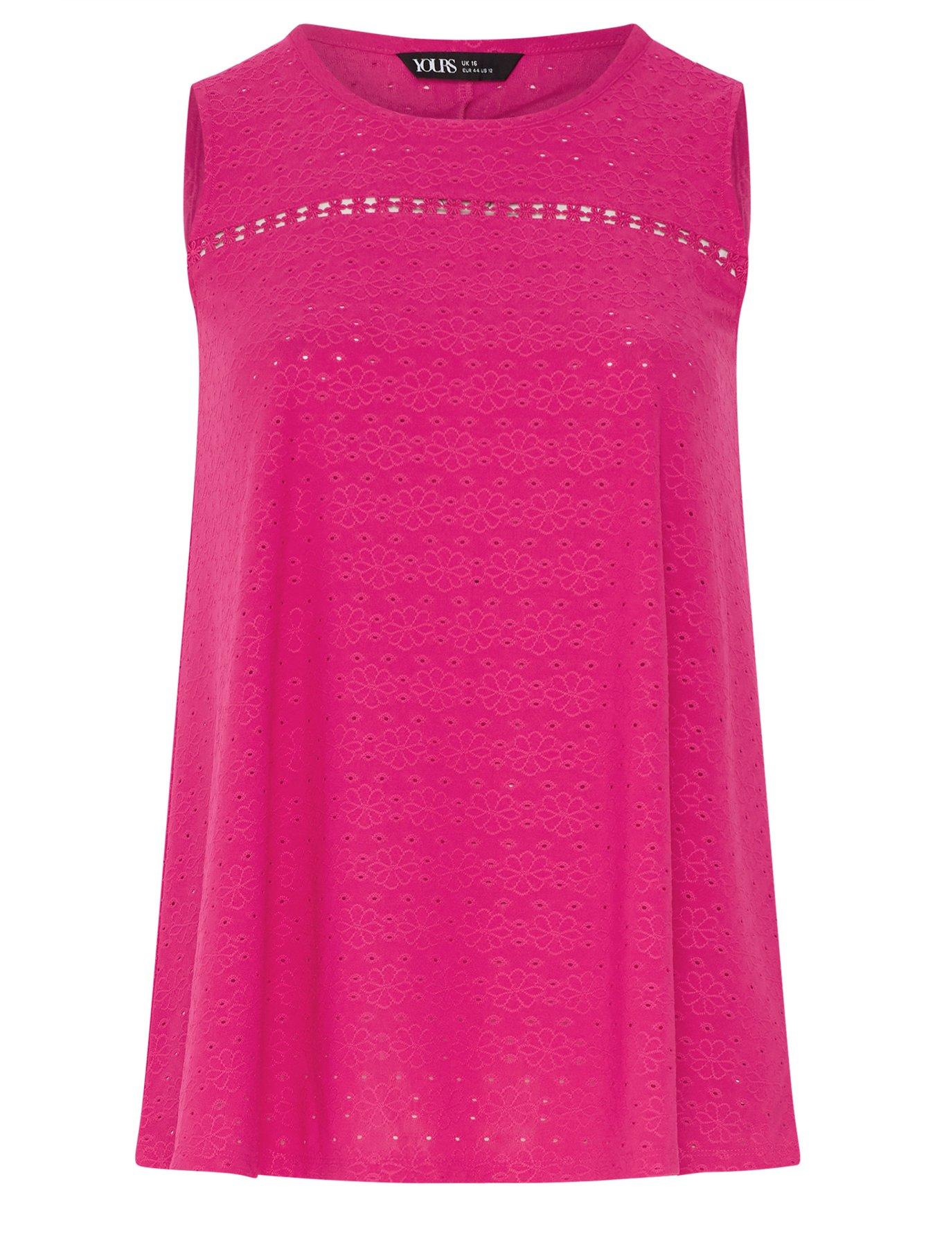 Image 5 of 5 of Yours Curve Broderie Crochet Vest - Pink