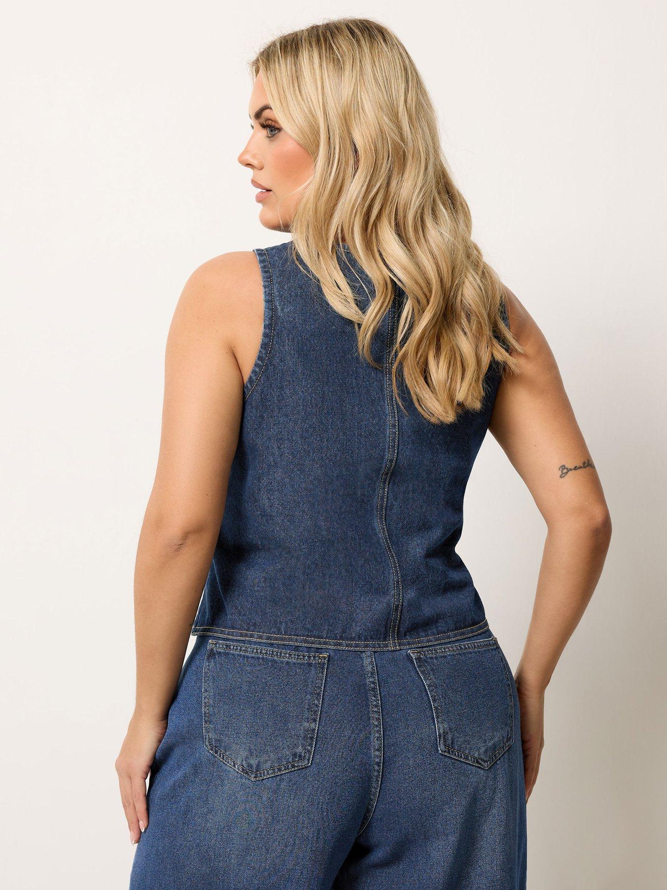  image of yours-curve-denim-waistcoat-blue