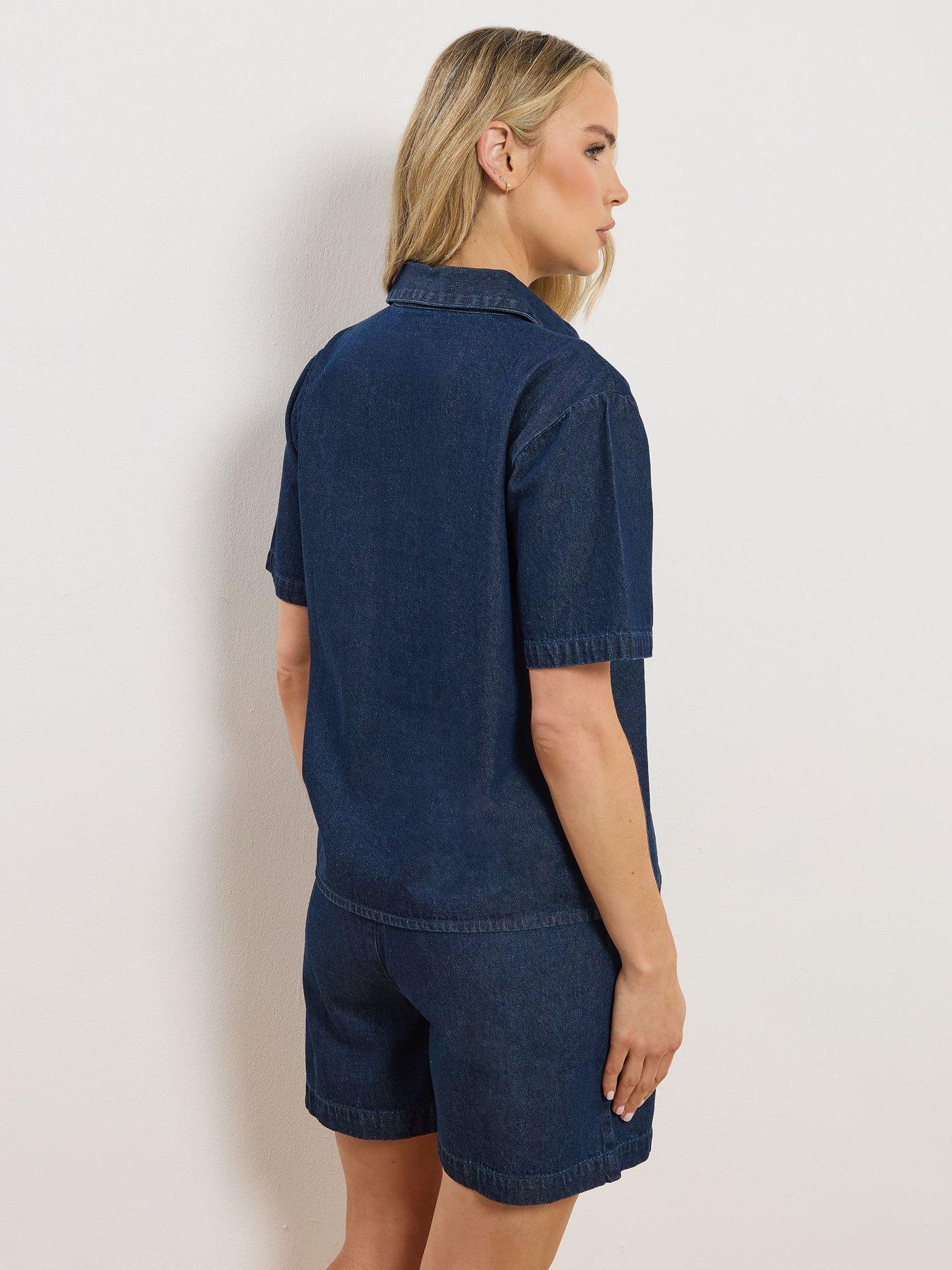  image of long-tall-sally-denim-short-sleeve-blue