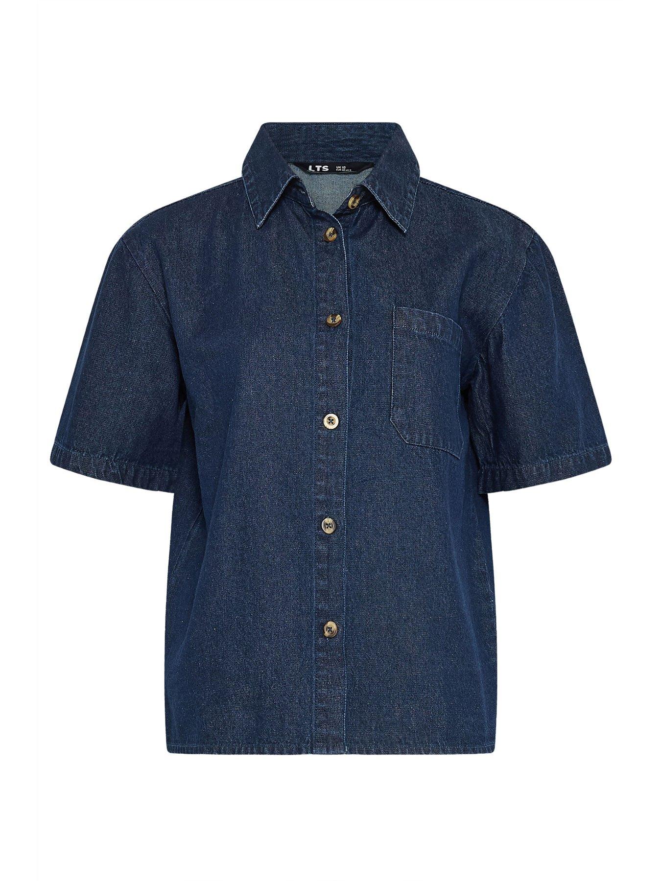  image of long-tall-sally-denim-short-sleeve-blue