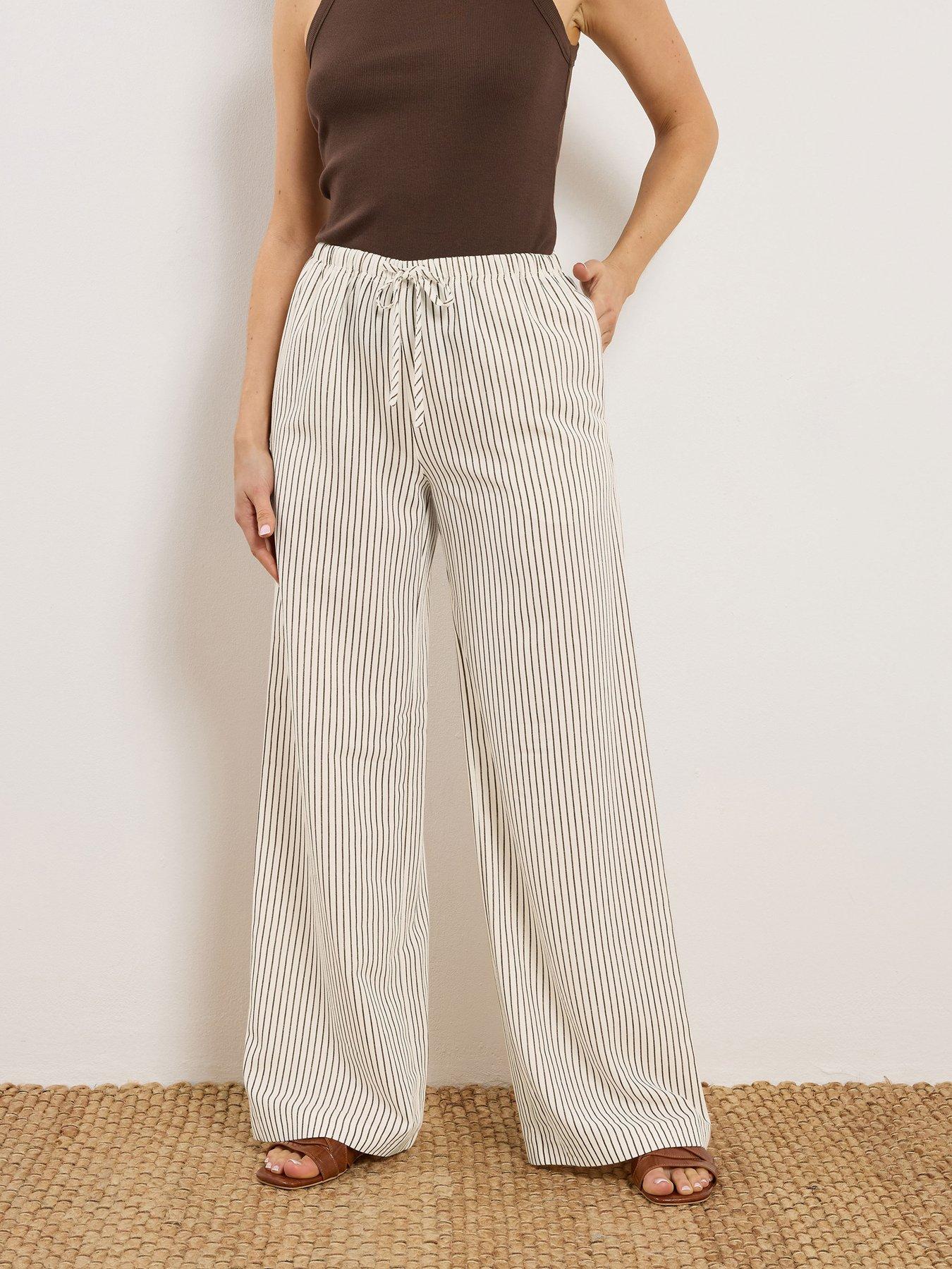 Long Tall Sally Tall Striped Linen Look Trousers 34"