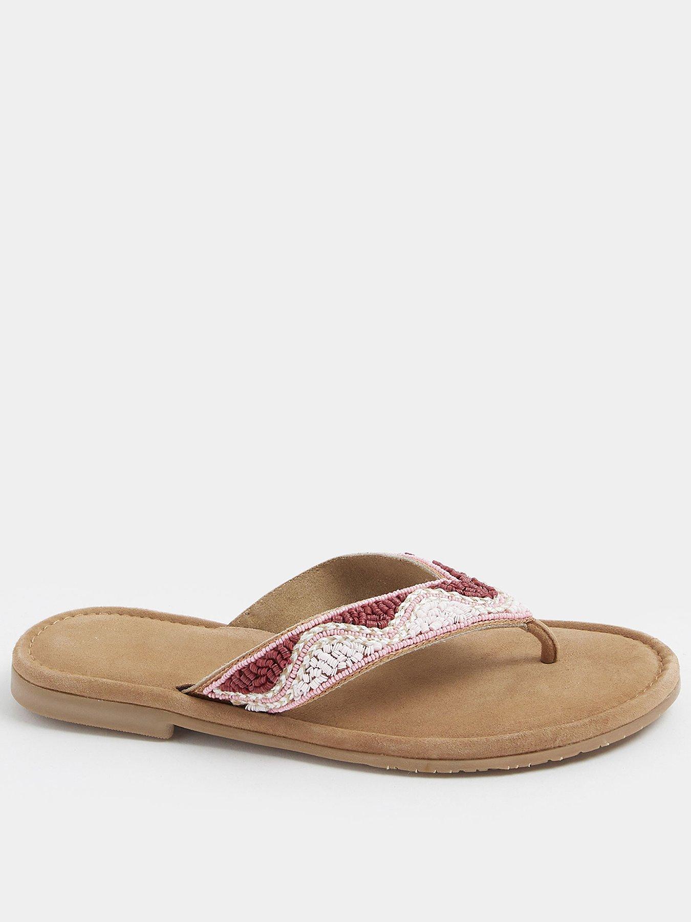 Yours Wide Fit Beaded Toe Sandals - Pink