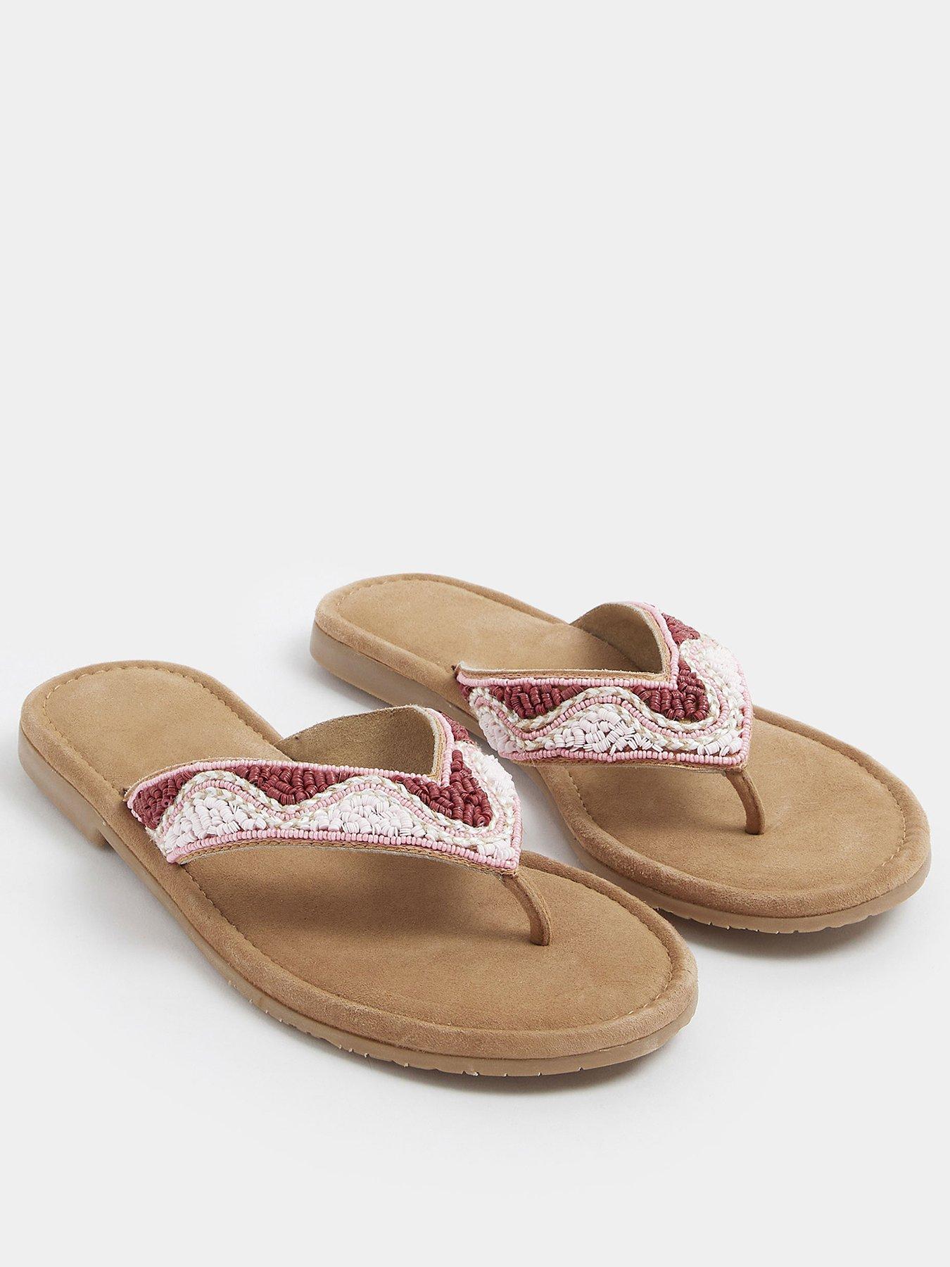  image of yours-wide-fit-beaded-toe-sandals-pink