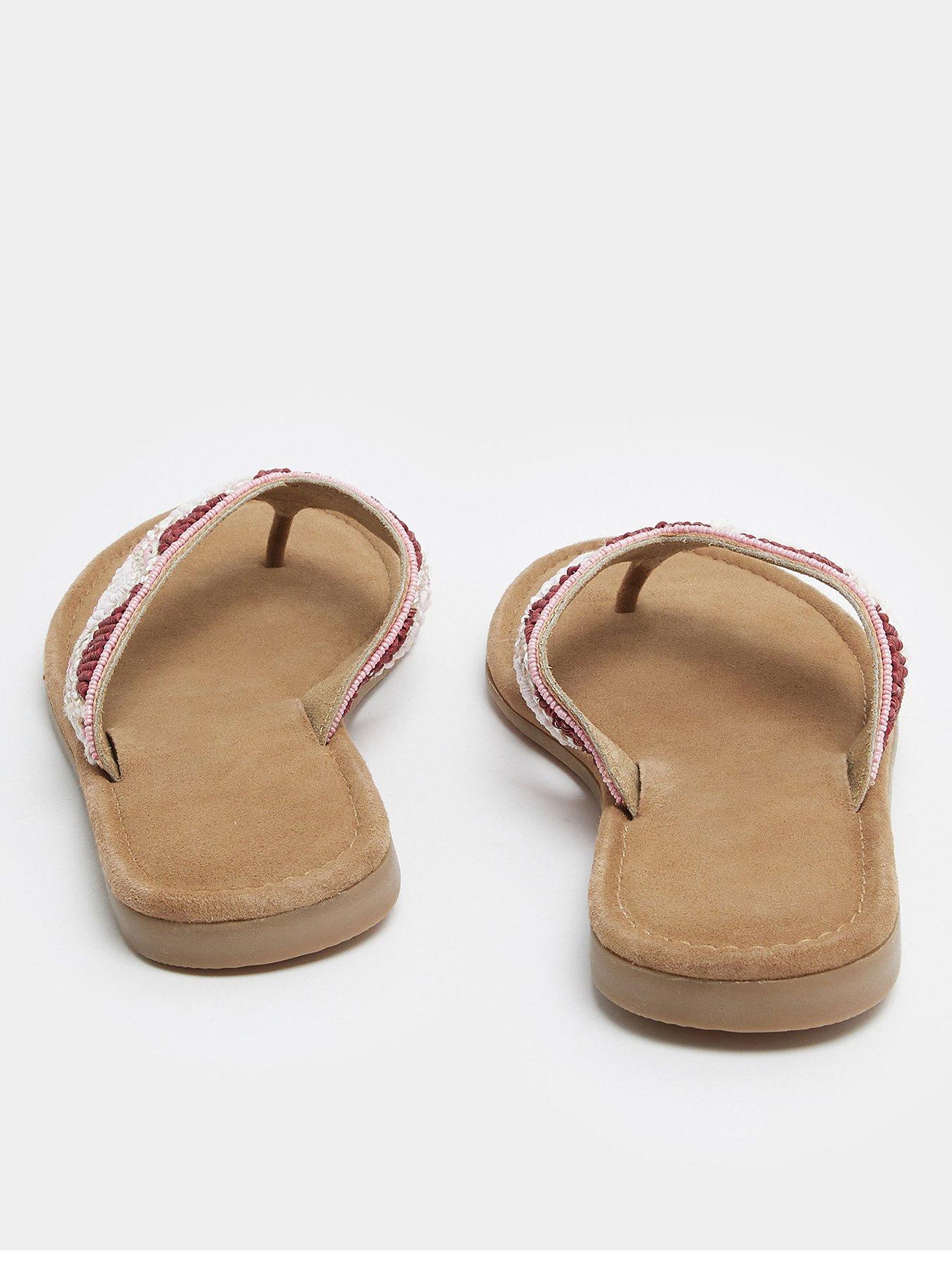  image of yours-wide-fit-beaded-toe-sandals-pink