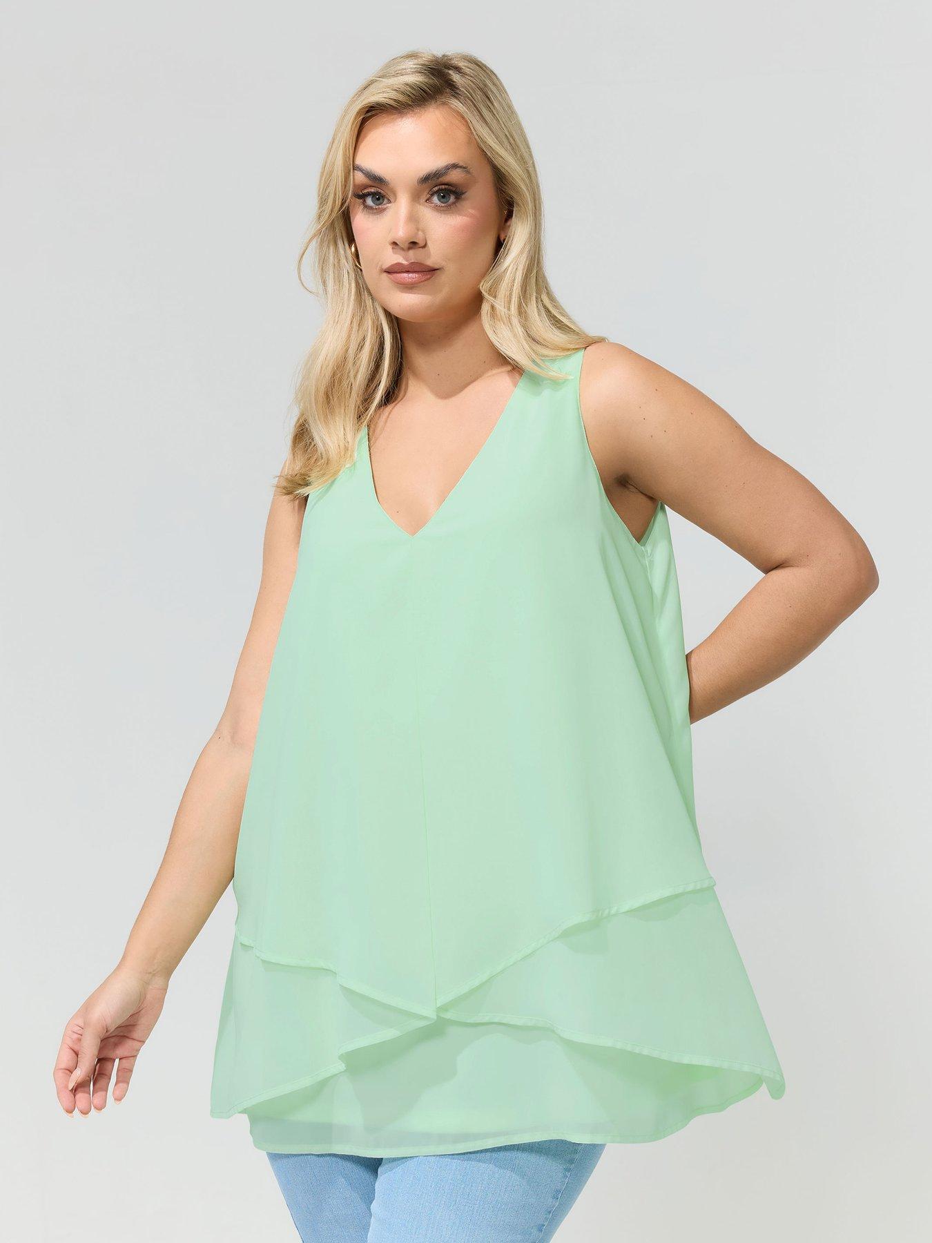 Yours Curve Layered Top - Green