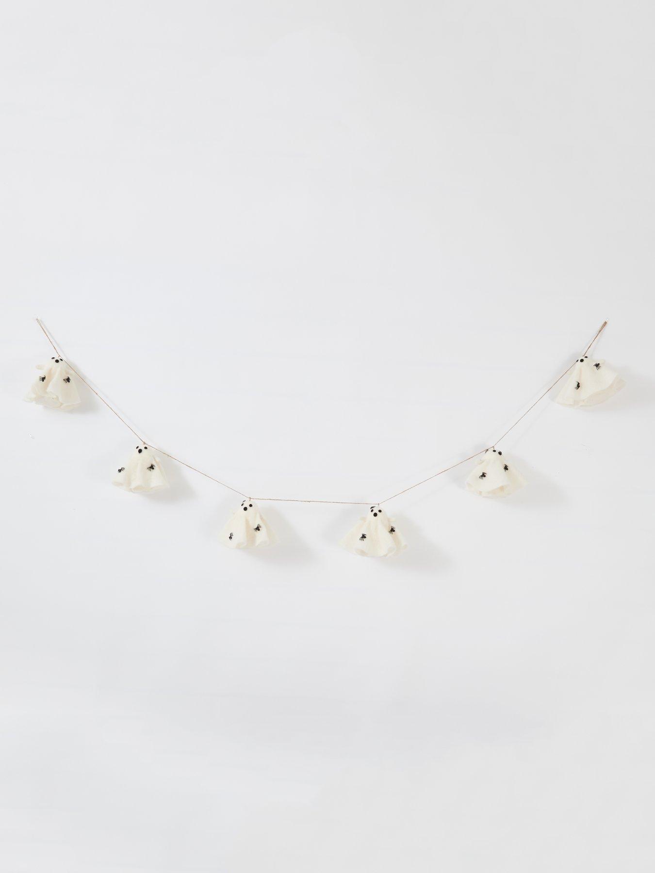 Image 2 of 7 of The Very Collection White Felt Ghost Garland Halloween Decoration