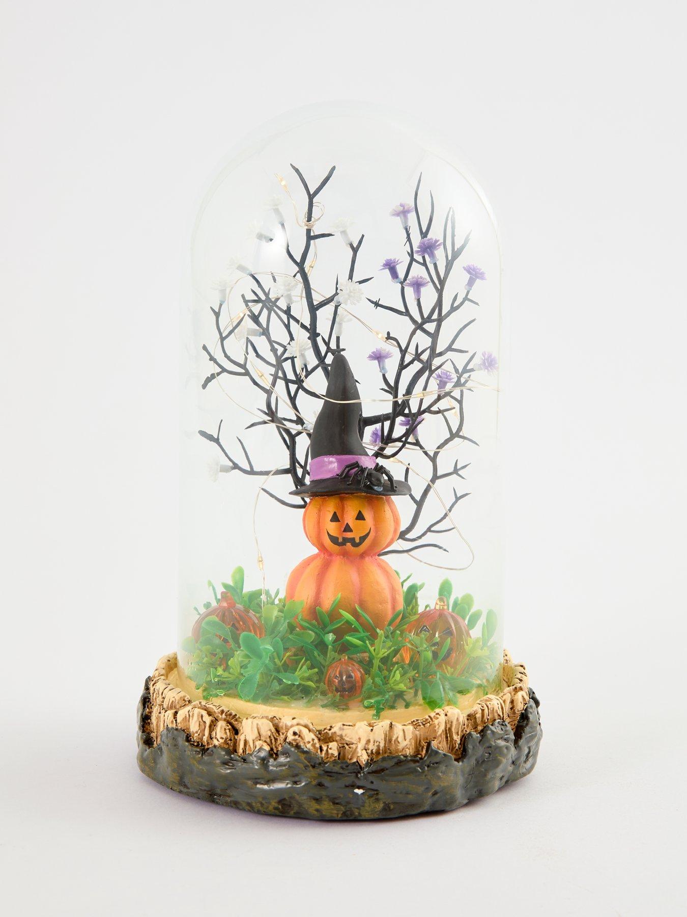 Image 2 of 7 of The Very Collection Lit Halloween Cloche Decoration with Pumpkin