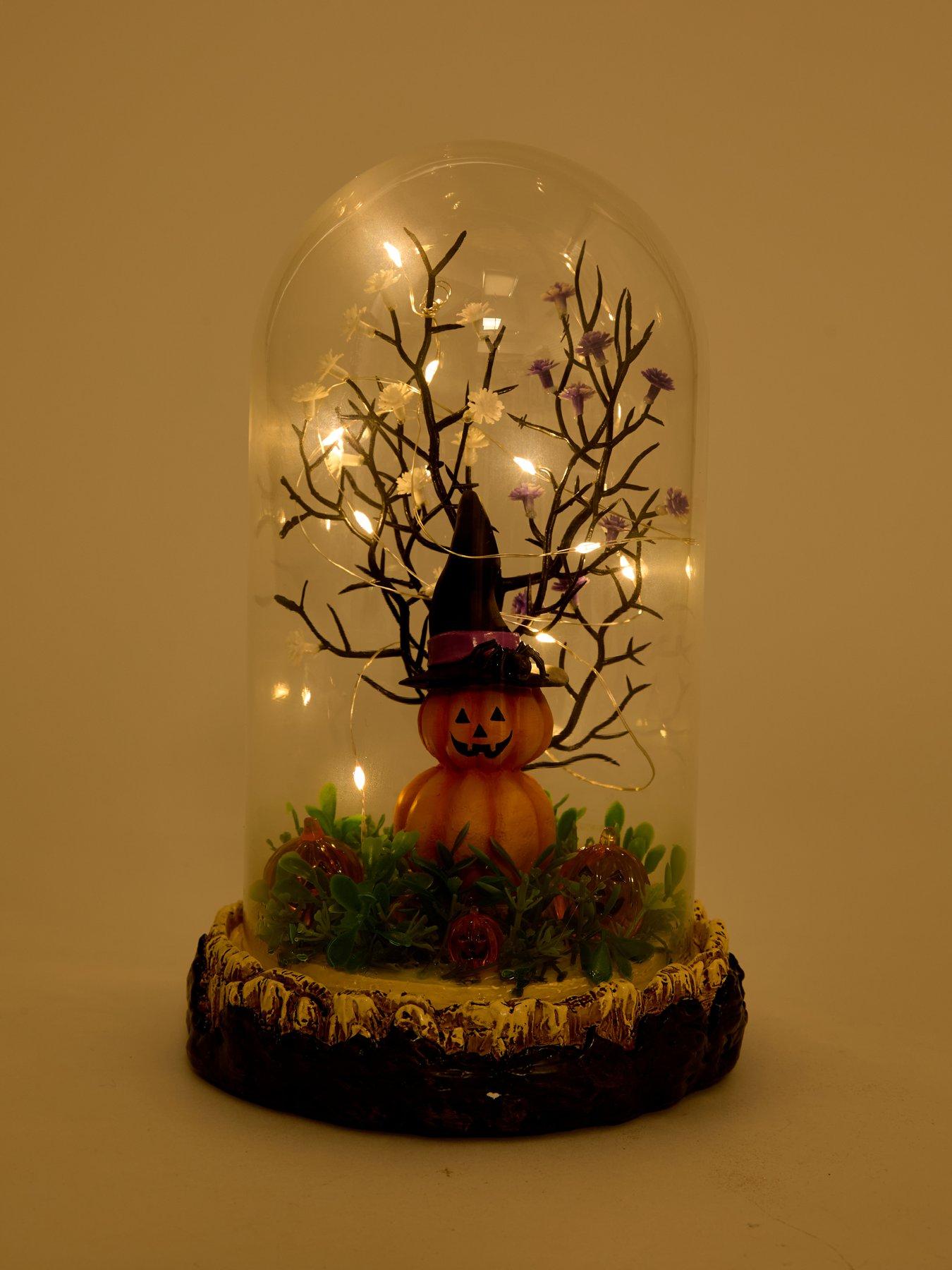 Image 3 of 7 of The Very Collection Lit Halloween Cloche Decoration with Pumpkin