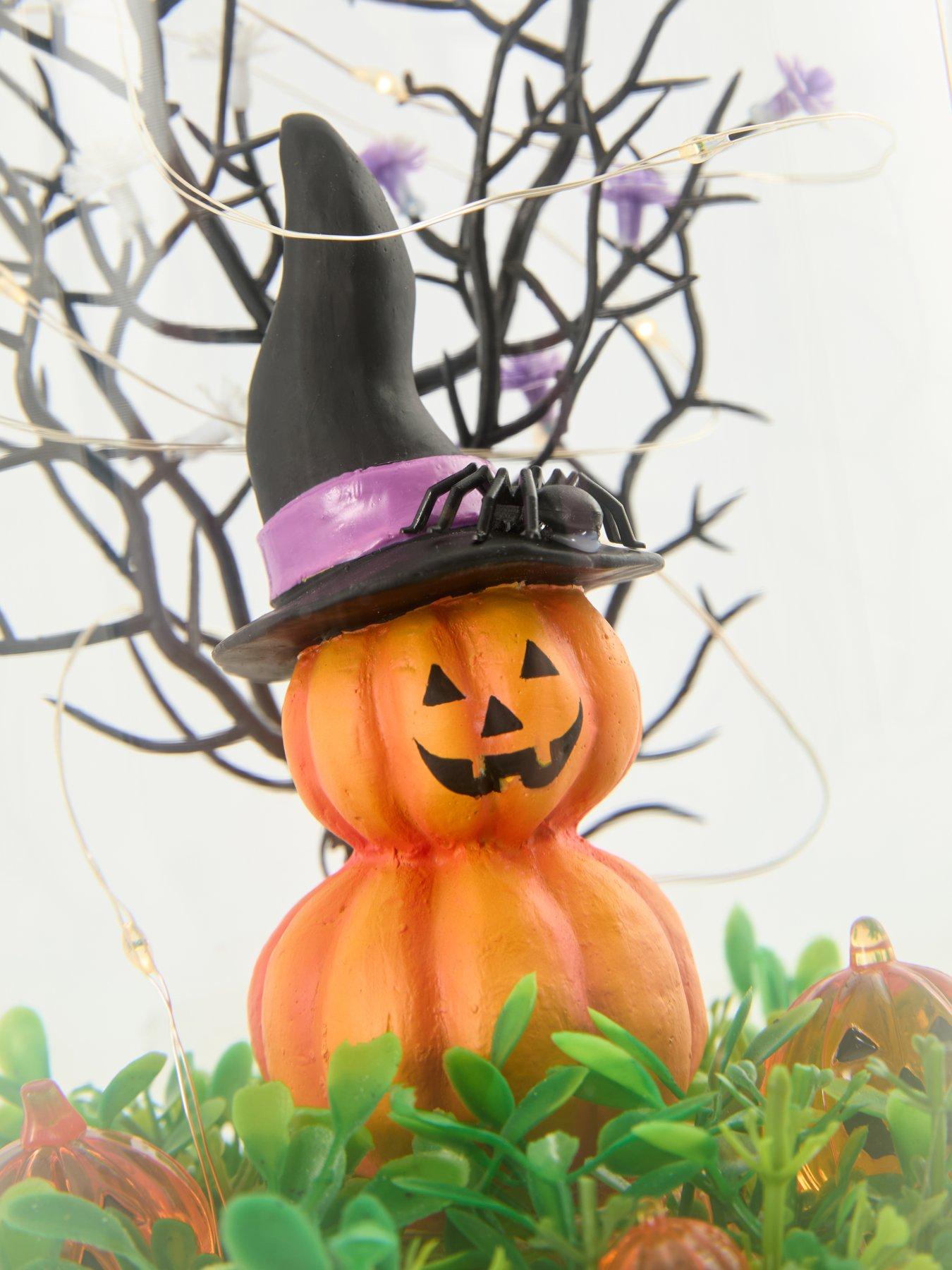 Image 4 of 7 of The Very Collection Lit Halloween Cloche Decoration with Pumpkin