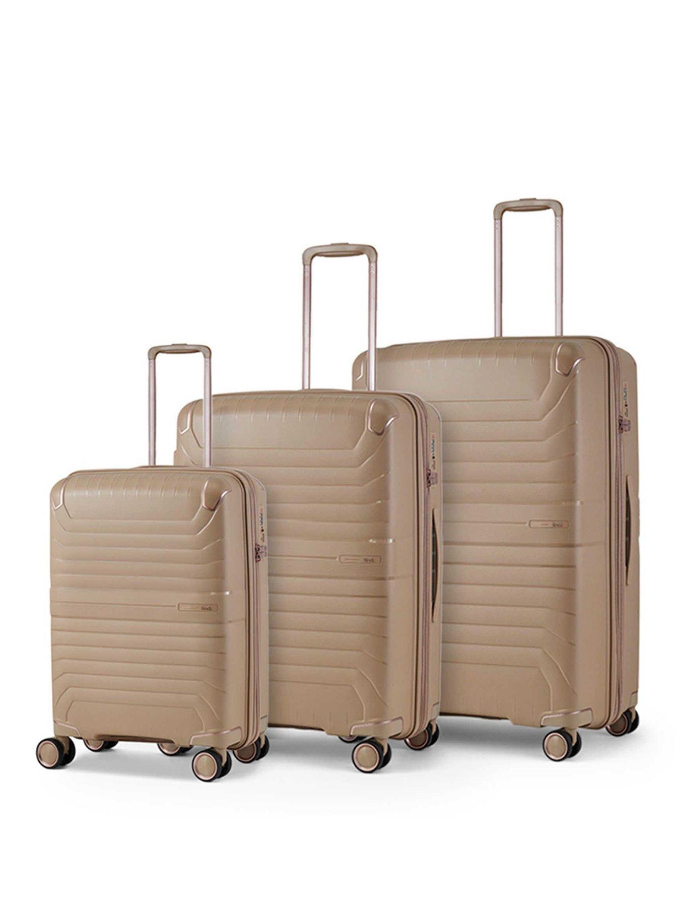 Image 1 of 6 of Rock Luggage Astrid Beige 3pc Suitcase Set