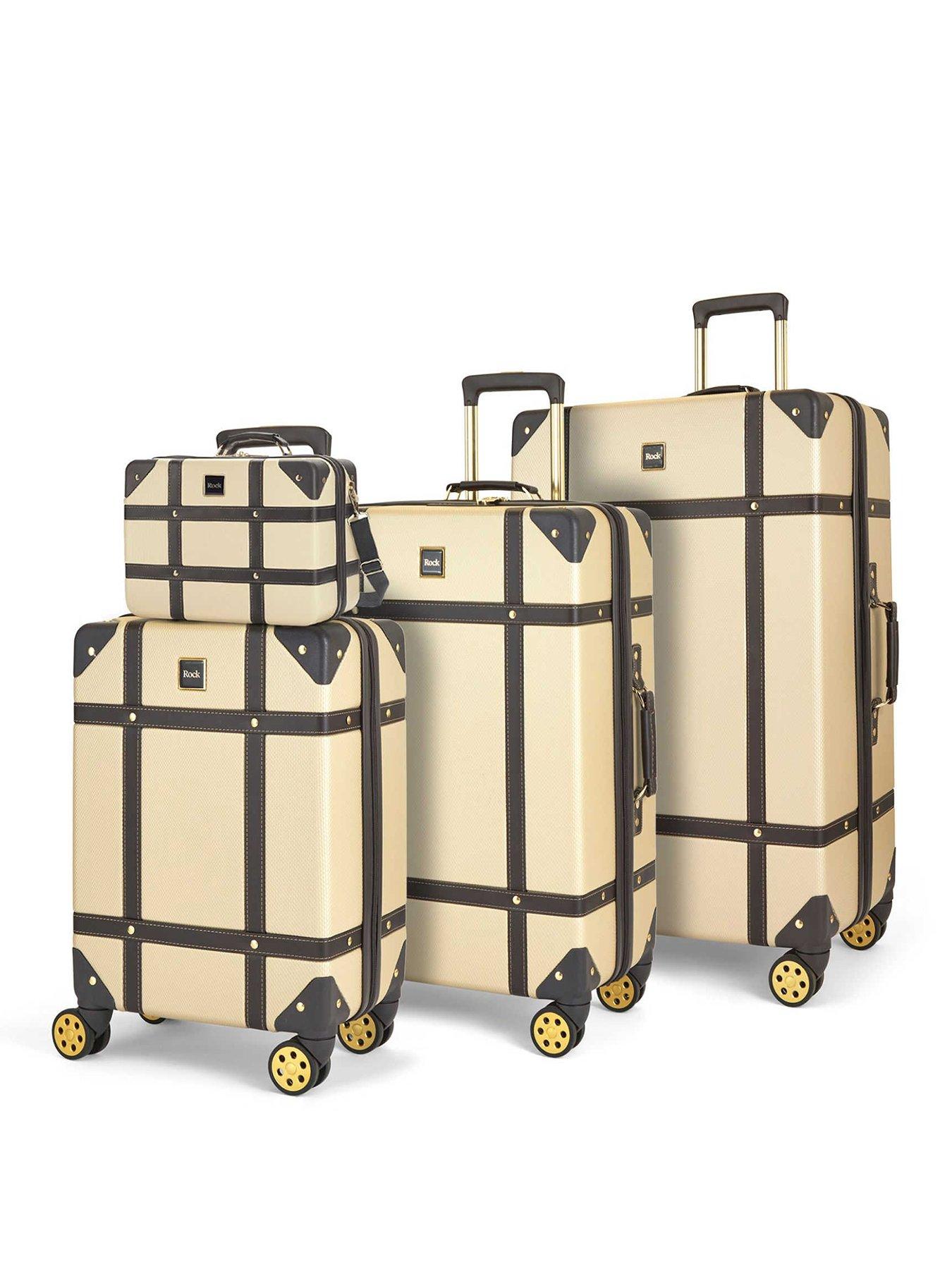 Image 1 of 6 of Rock Luggage Vintage Gold 4pc Suitcase Set
