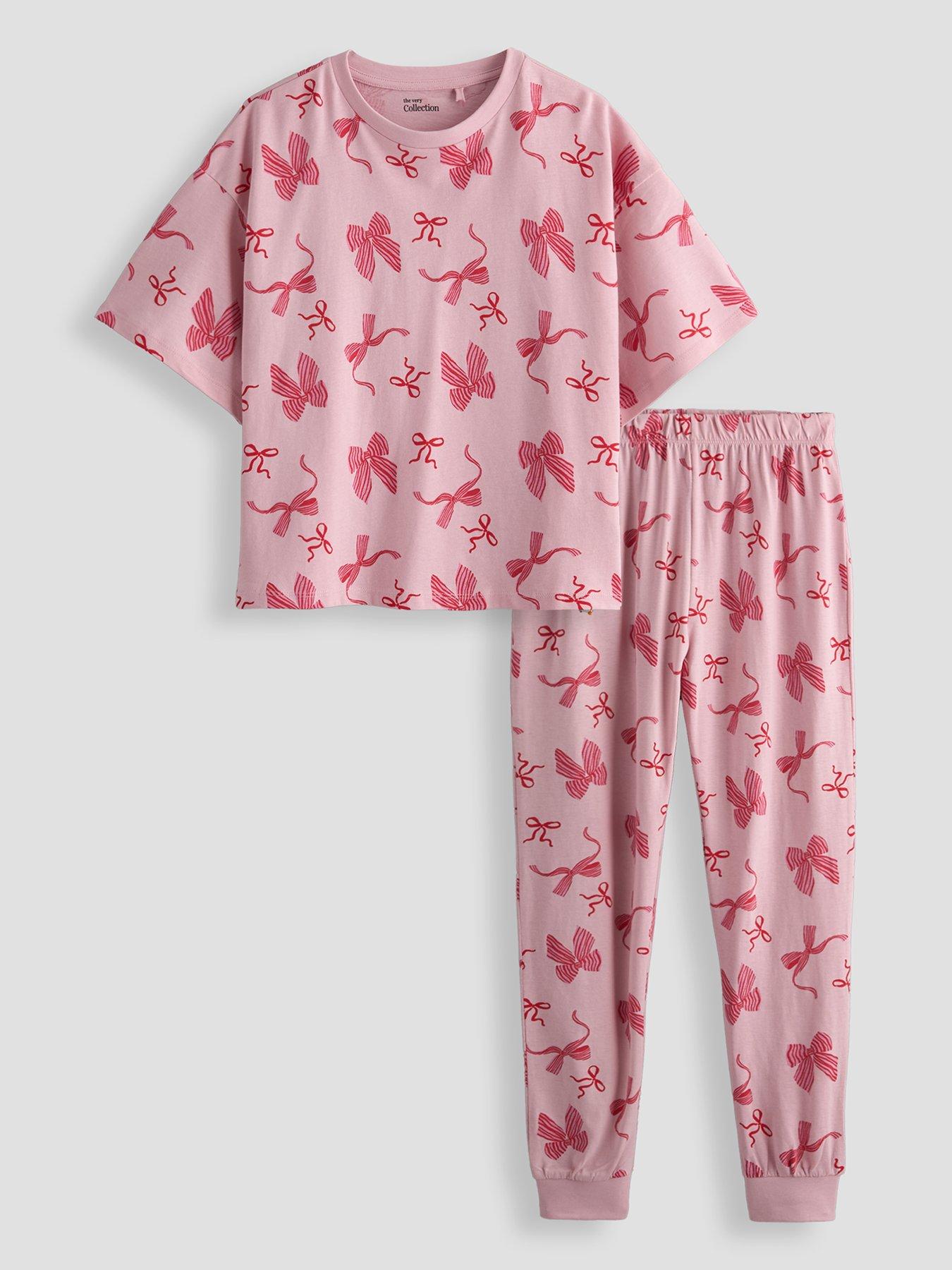 The Very Collection Older Girls Bow Print Value Jersey Short Sleeve Basic Pj
