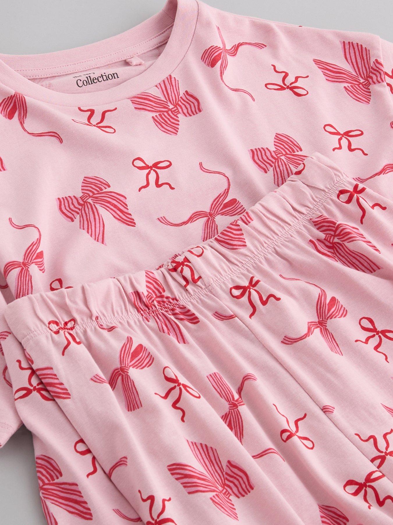 Image 3 of 4 of The Very Collection Girls Bow Print Value Jersey Short Sleeve Basic Pj