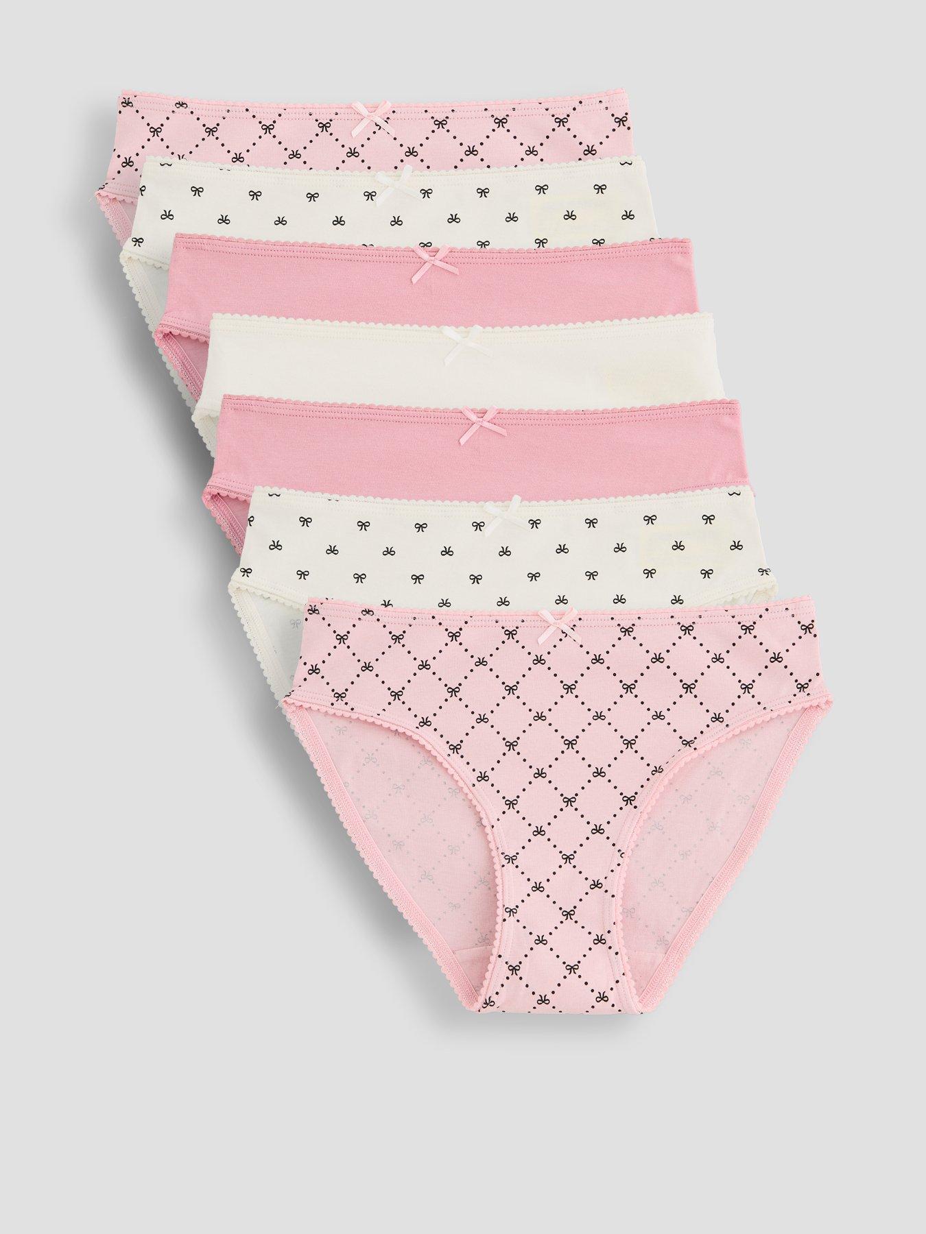The Very Collection Older Girls 7Pk Mono Hearts Briefs - Pink