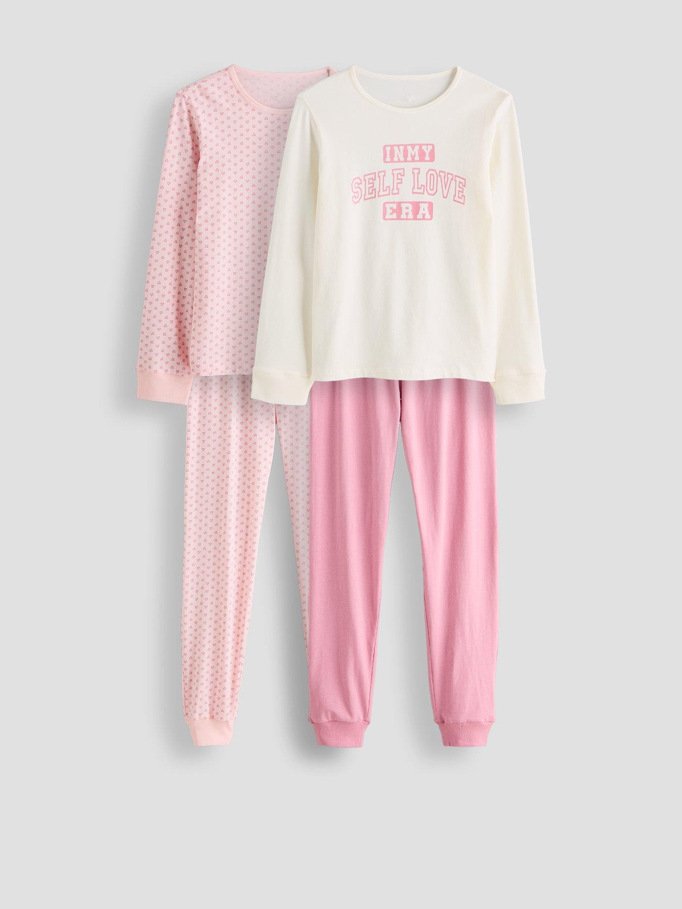 The Very Collection Older Girls 2 Pack Self Love Club Heart Pj - Cream