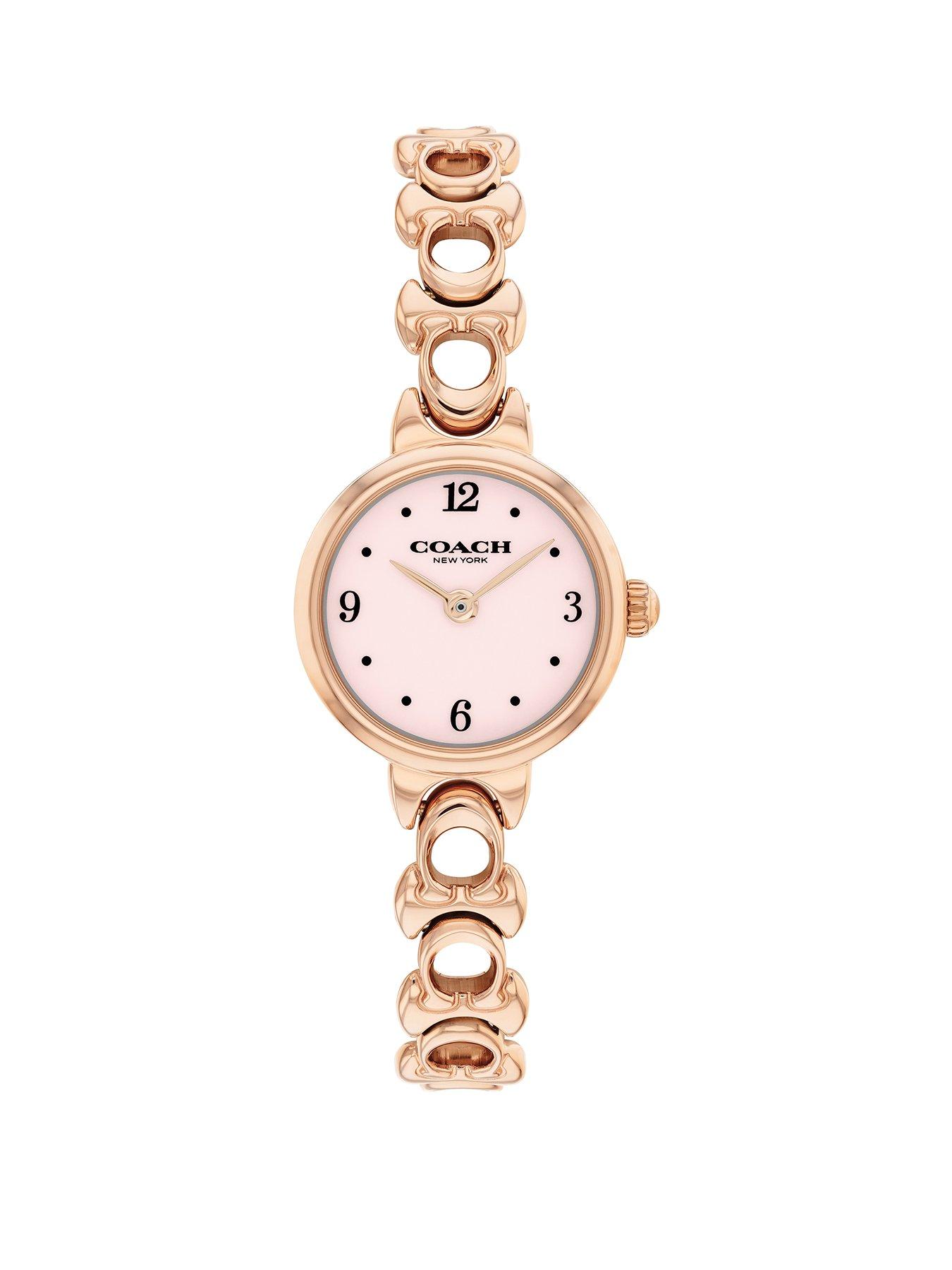 COACH Ladies Iris Black Leather Strap Watch