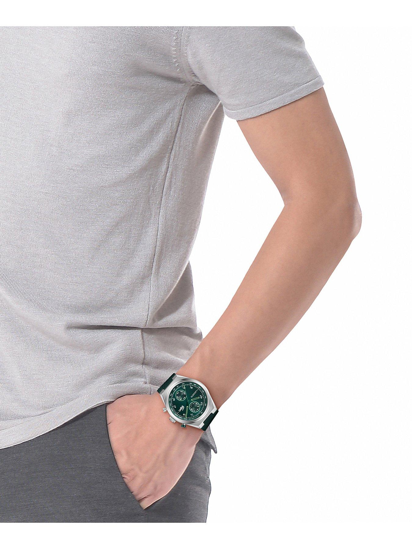 Lacoste Mens Line Racer Green Silicone Multifunction Watch | Littlewoods