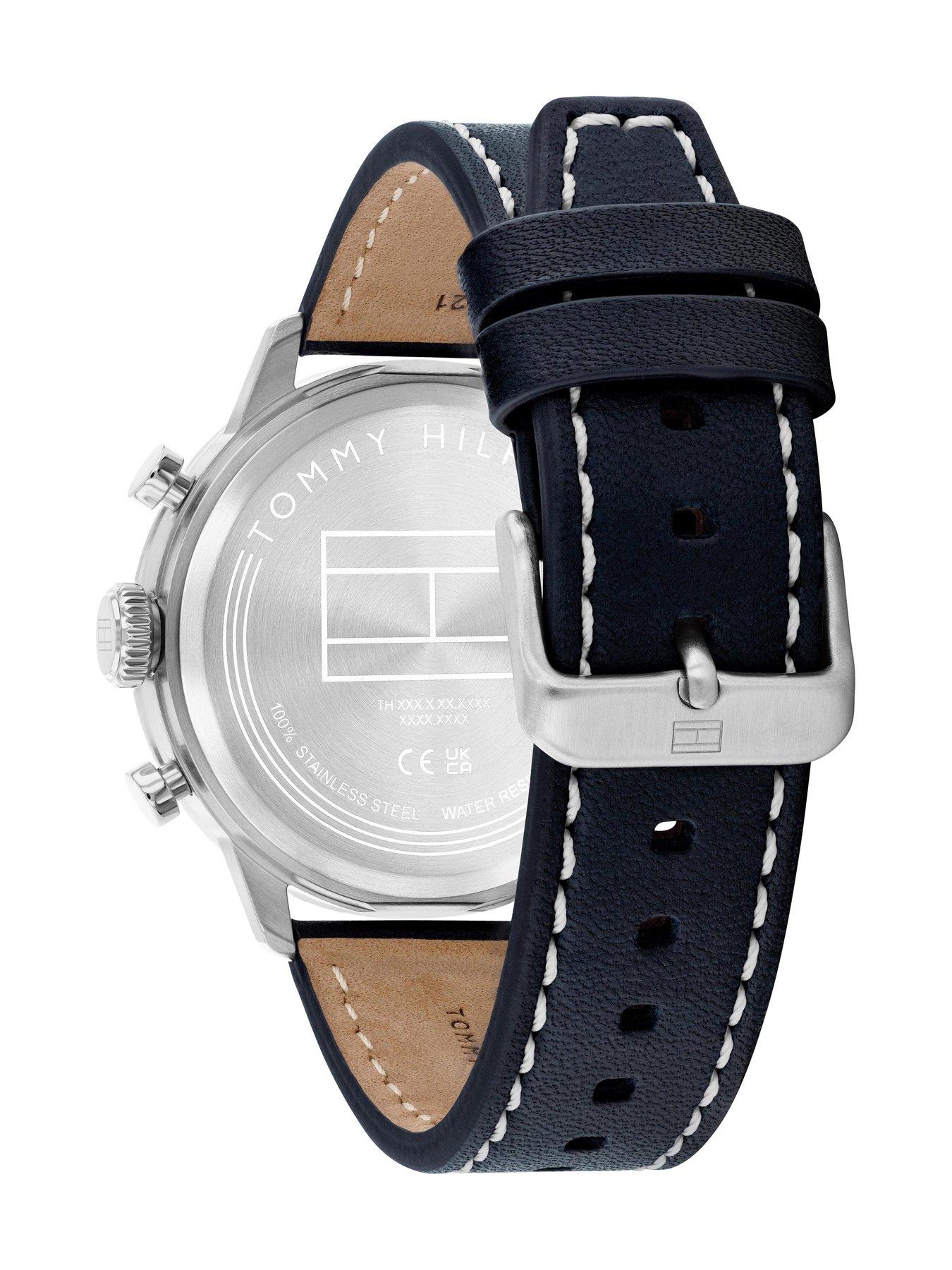 Image 2 of 8 of Tommy Hilfiger Mens Blue Leather Strap Watch