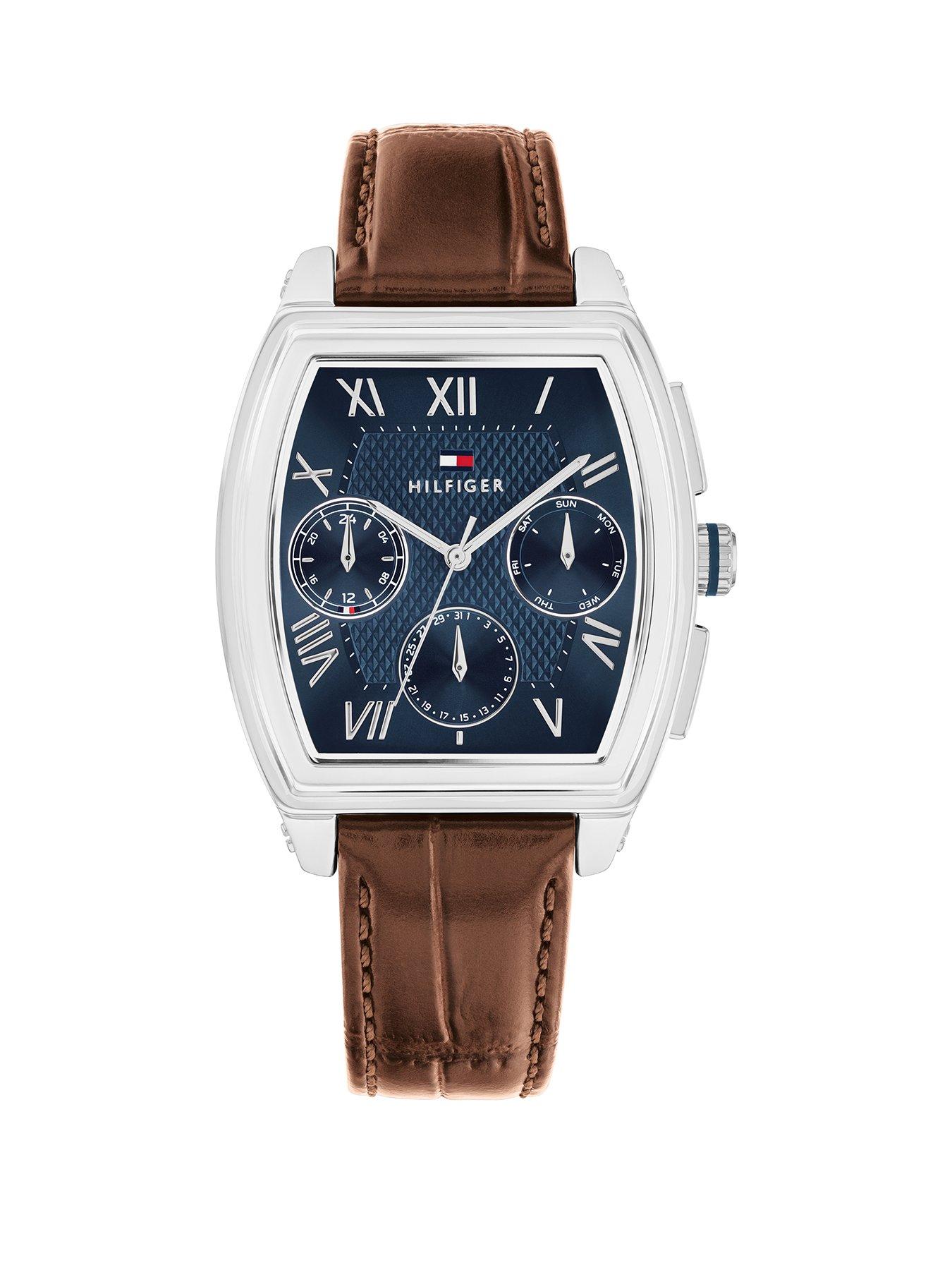 Tommy Hilfiger Mens Brown Leather Strap Watch