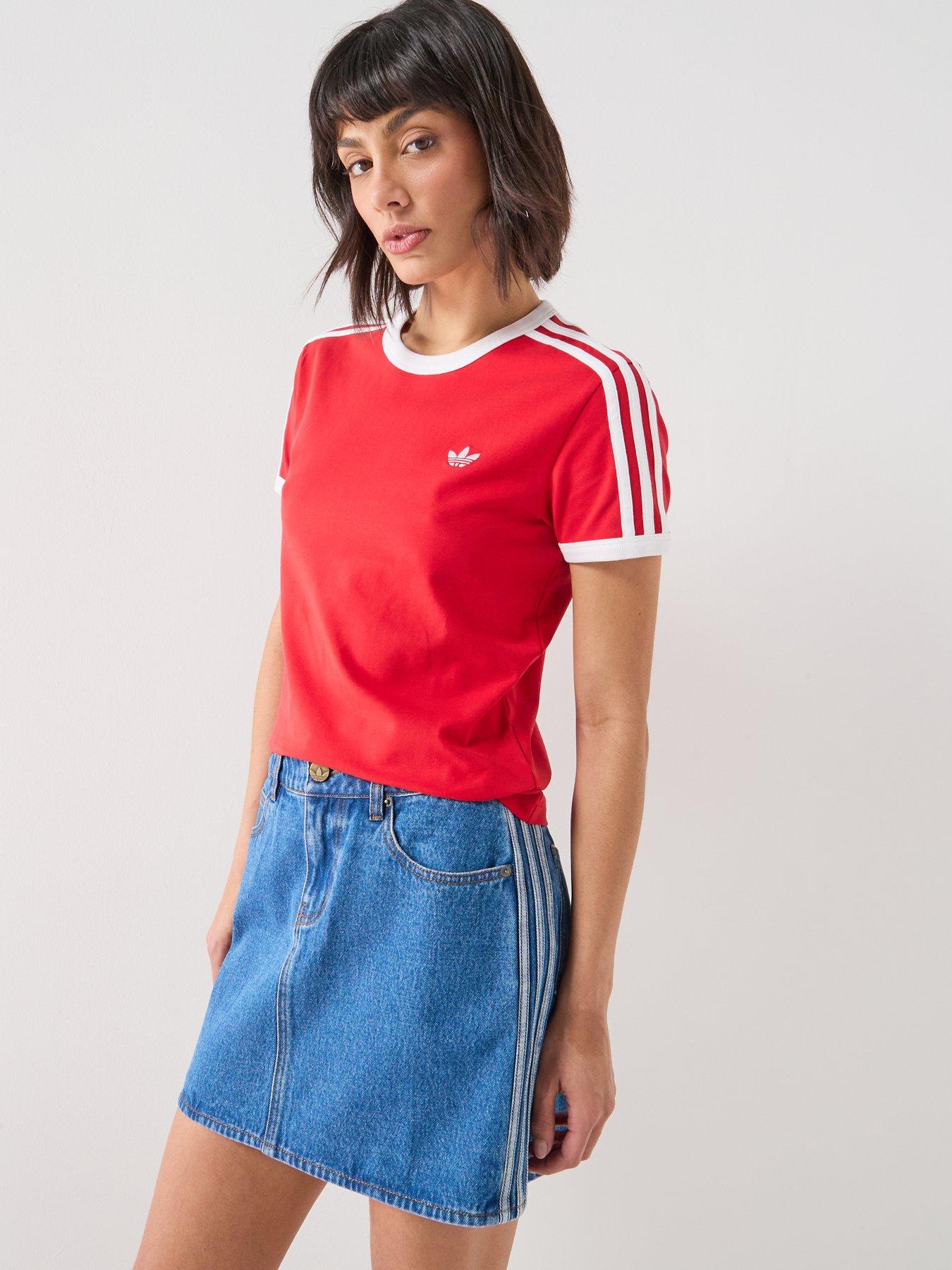 adidas Originals Women's 3 Stripes Slim T-Shirt  - Red