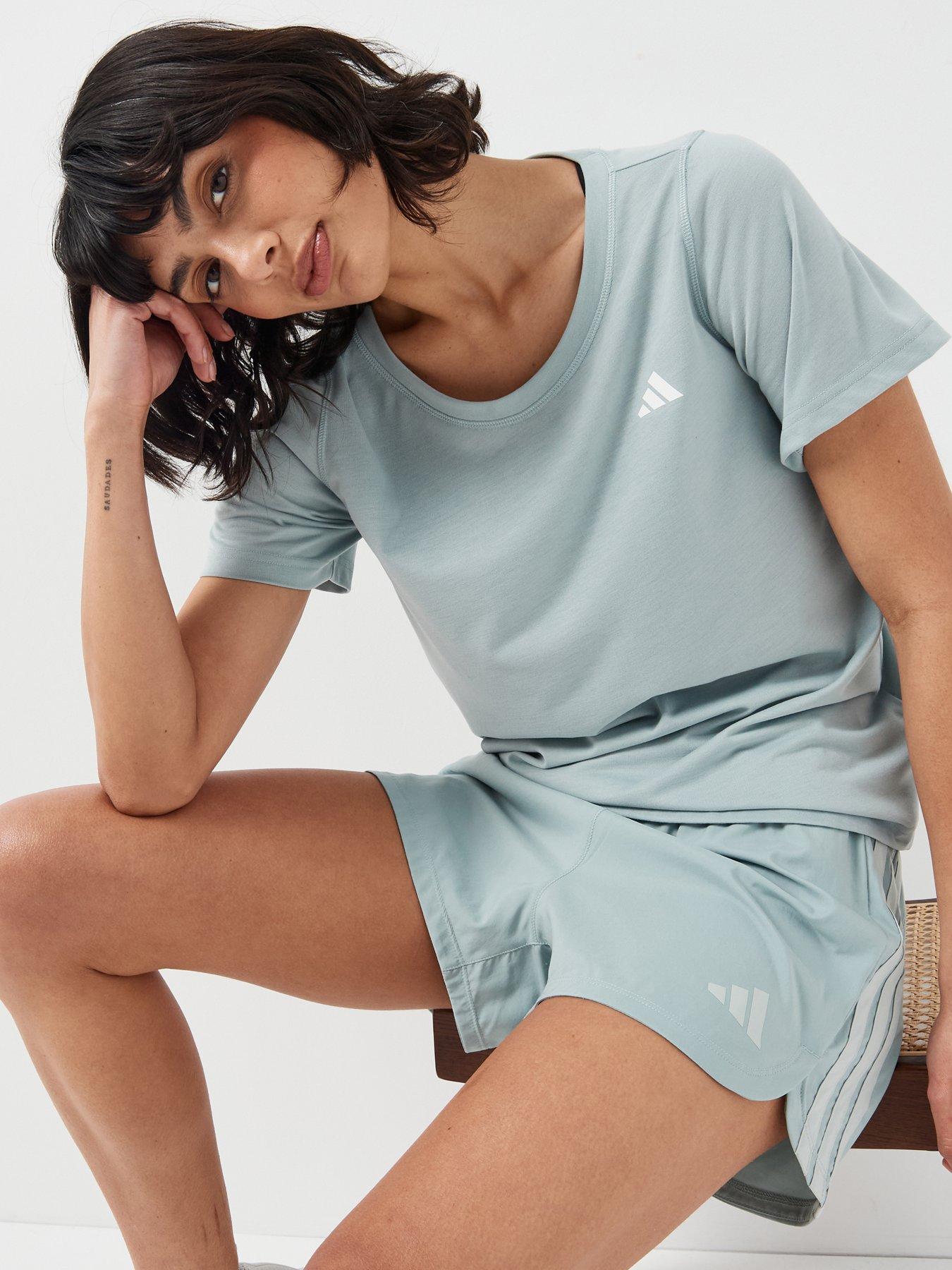front image of adidas-womens-training-workout-essentials-t-shirt-green