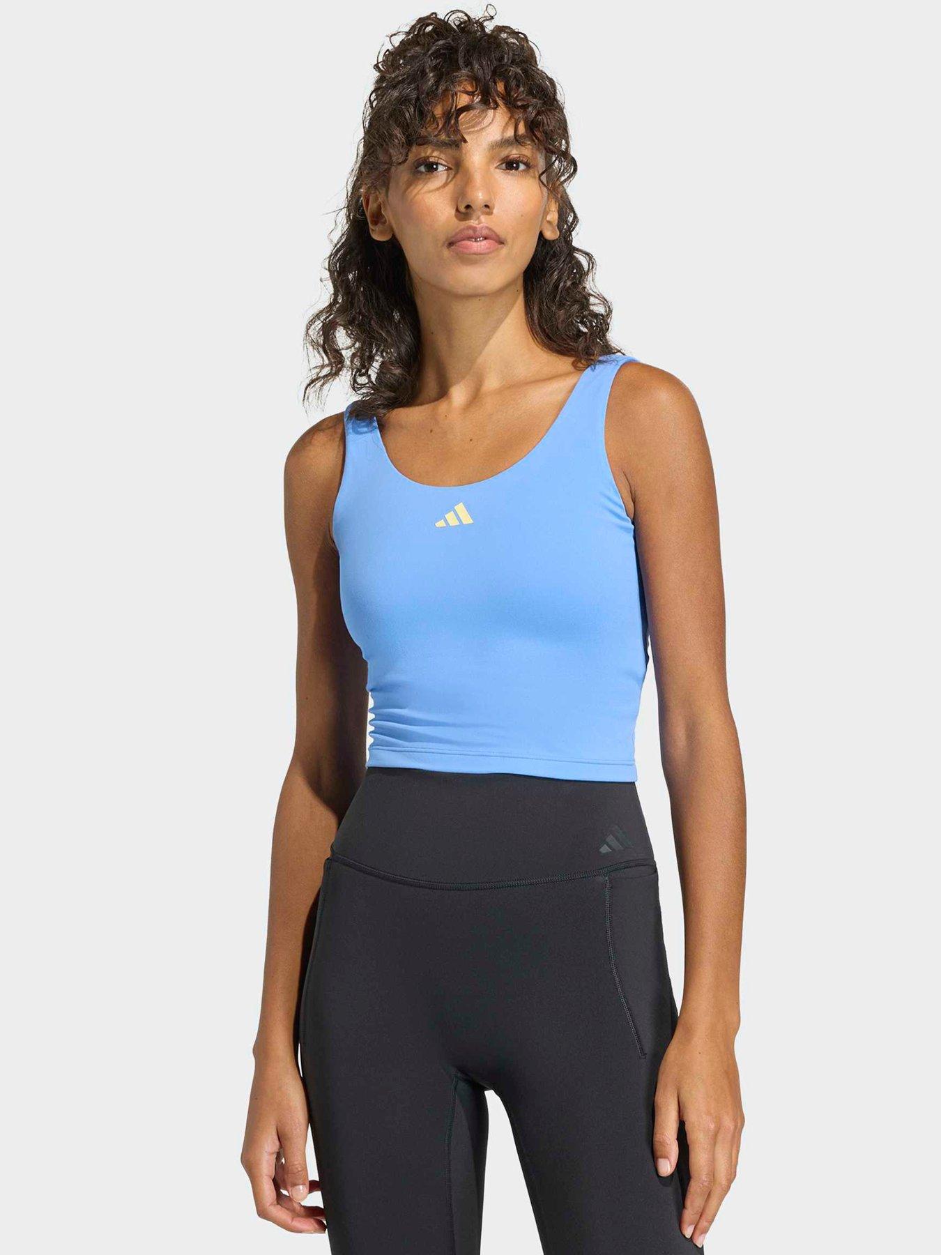 adidas Women's Training 3 Stripe Tank - Blue